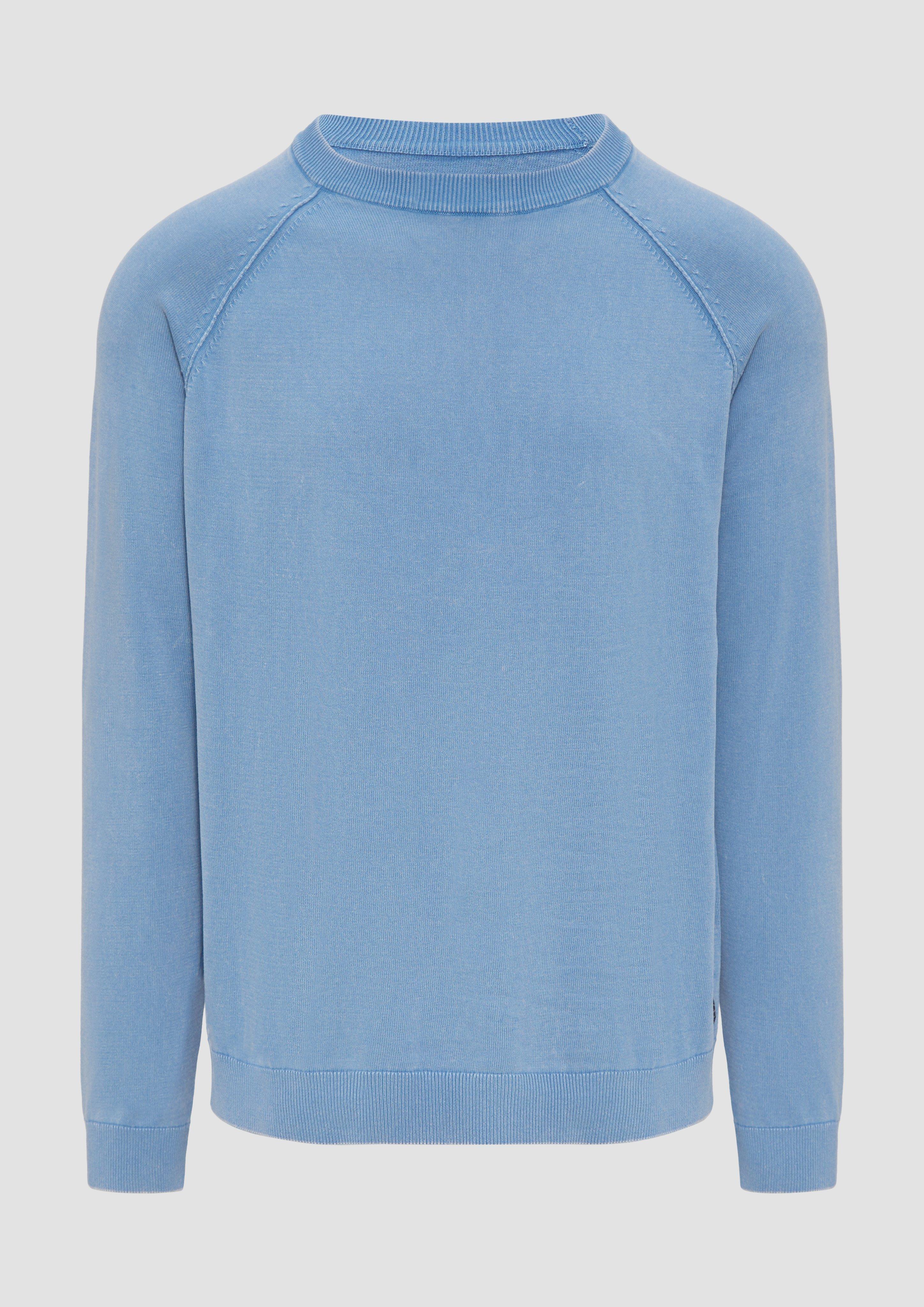 QS - Baumwollpullover im Used-Look, Herren, blau