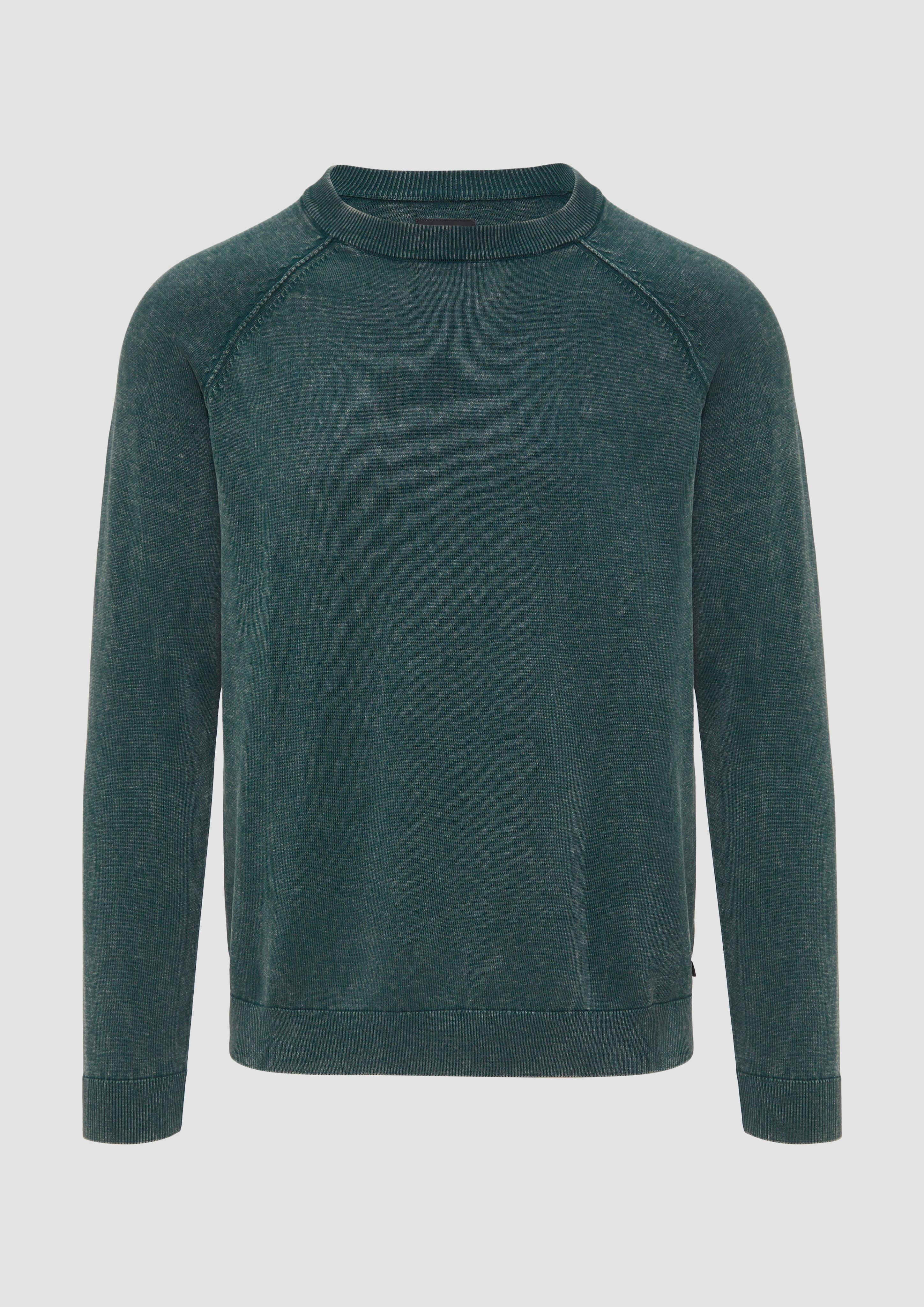 QS - Baumwollpullover im Used-Look, Herren, grün