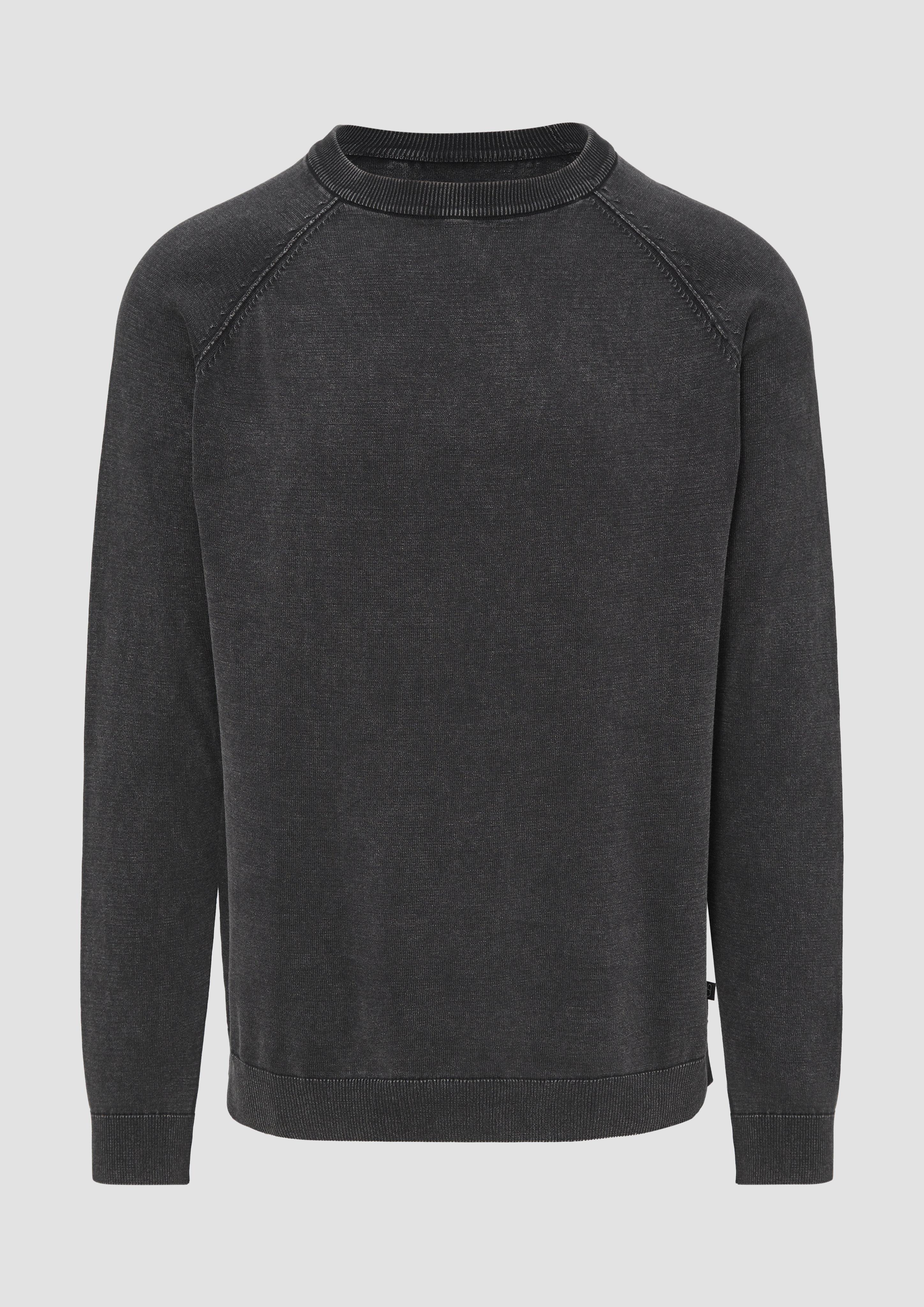 QS - Baumwollpullover im Used-Look, Herren, schwarz