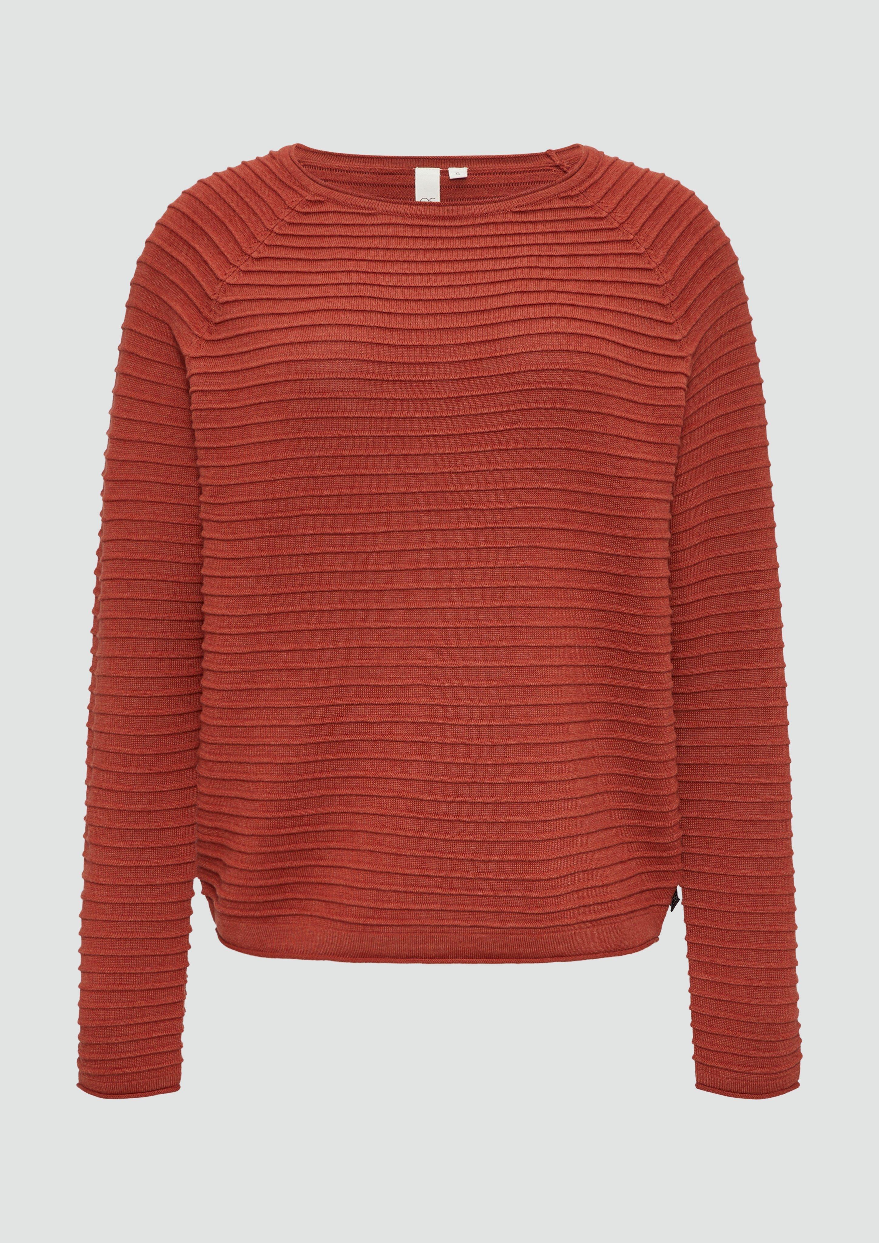 QS - Pullover mit Strukturmuster aus Viskosemix, Damen, rot