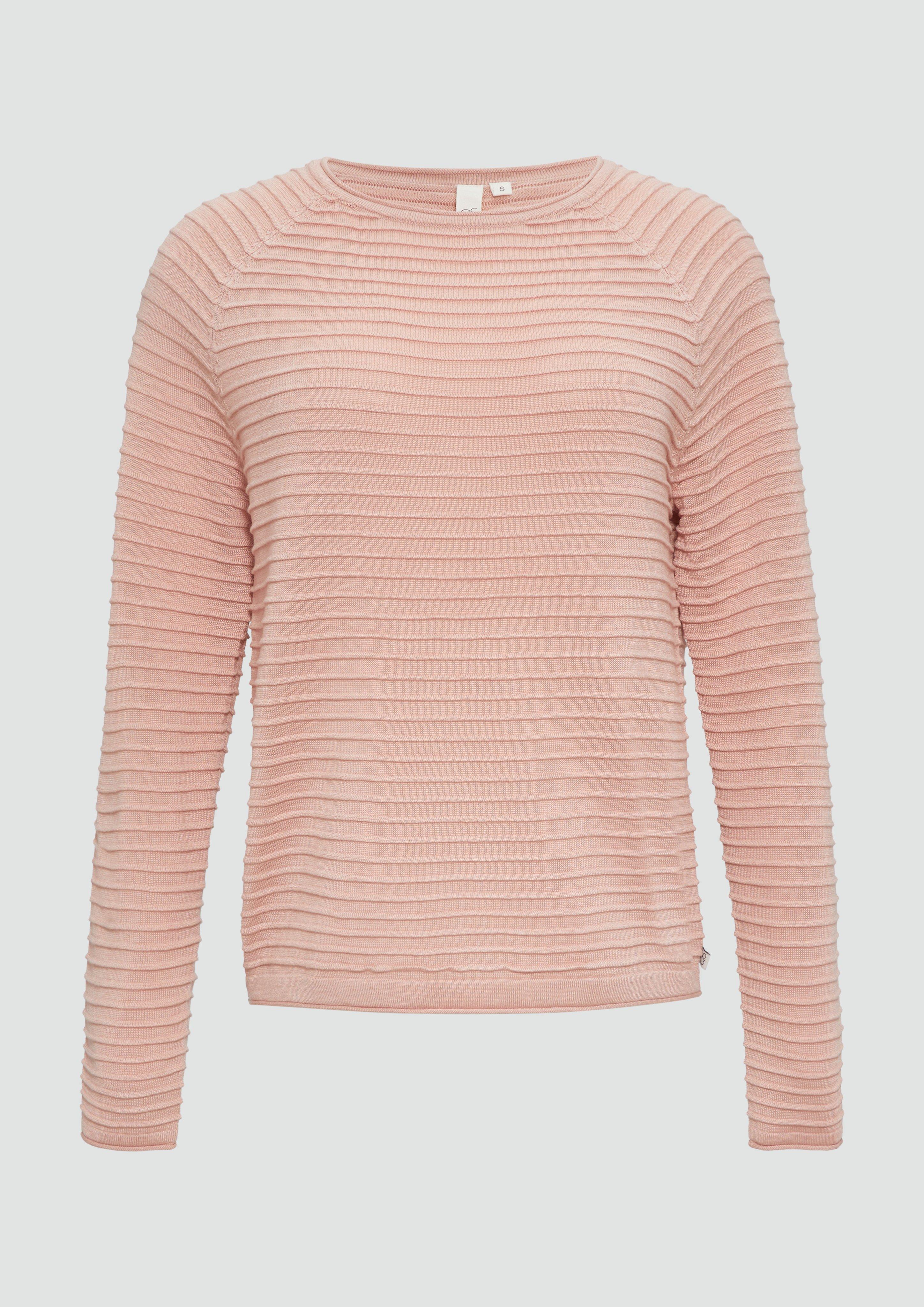 QS - Pullover mit Strukturmuster aus Viskosemix, Damen, Rosa