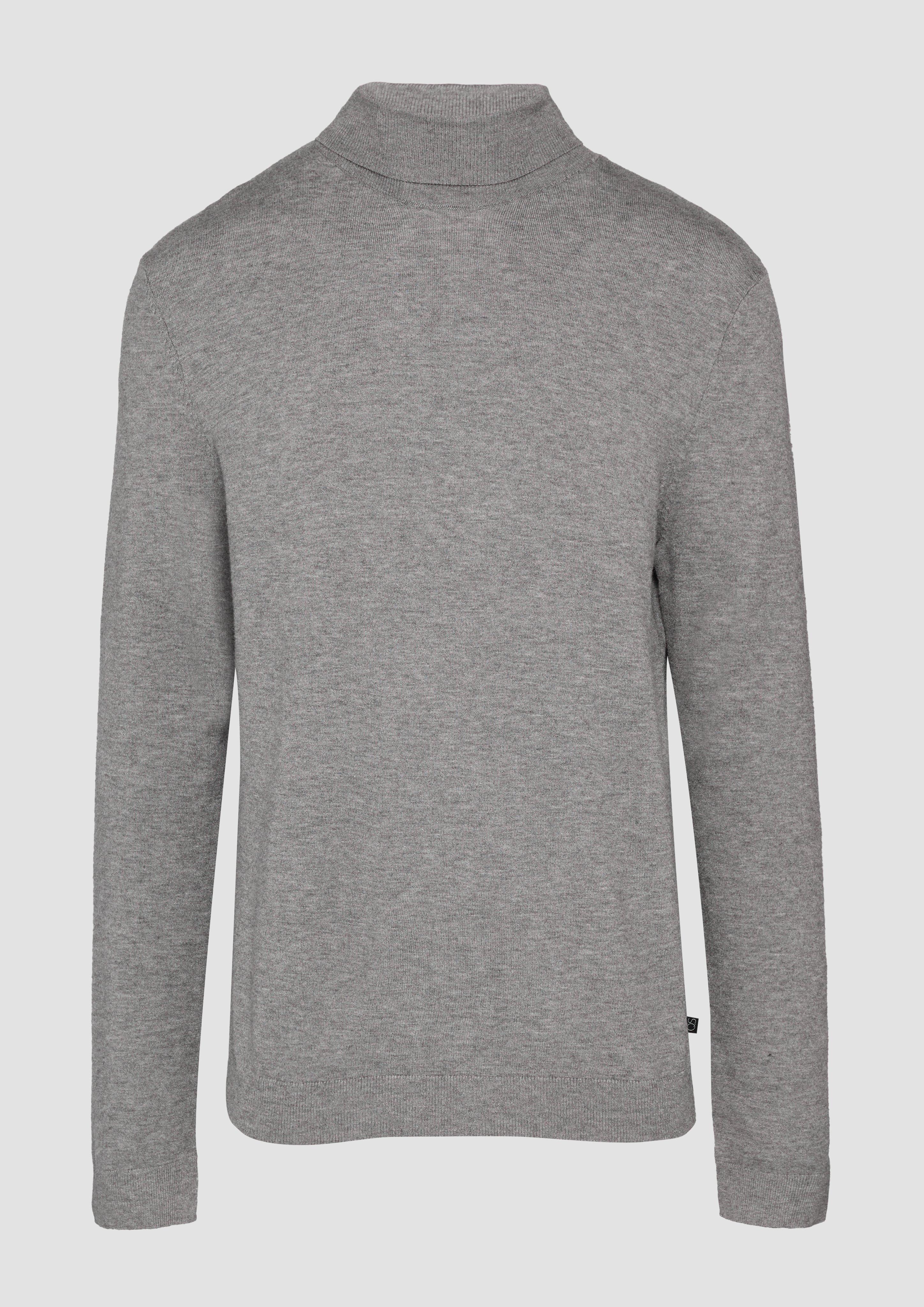 QS - Slim-Fit-Pullover mit Rollkragen, Herren, grau