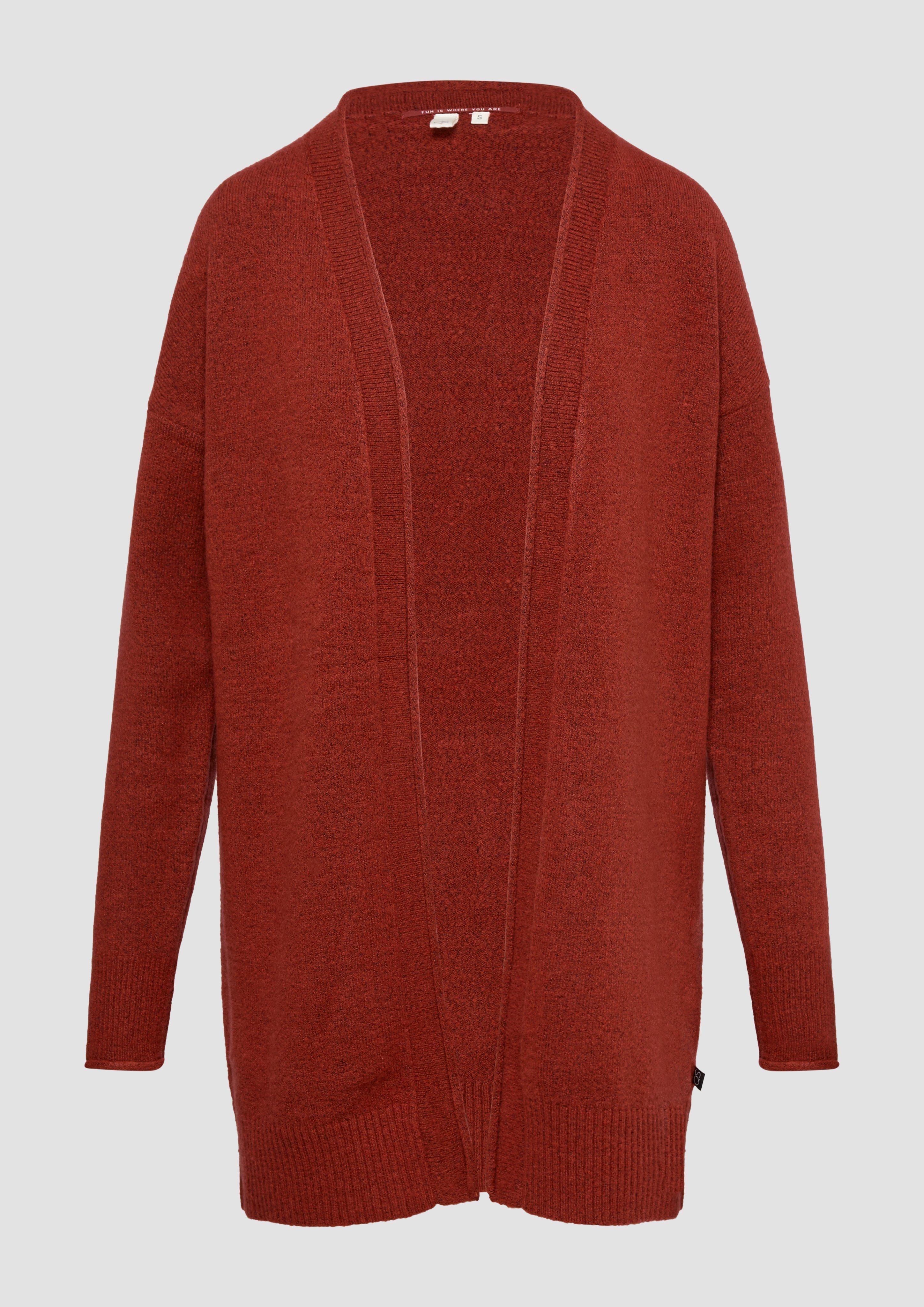 QS - Weiche Strickjacke mit Rollkante, Damen, rot