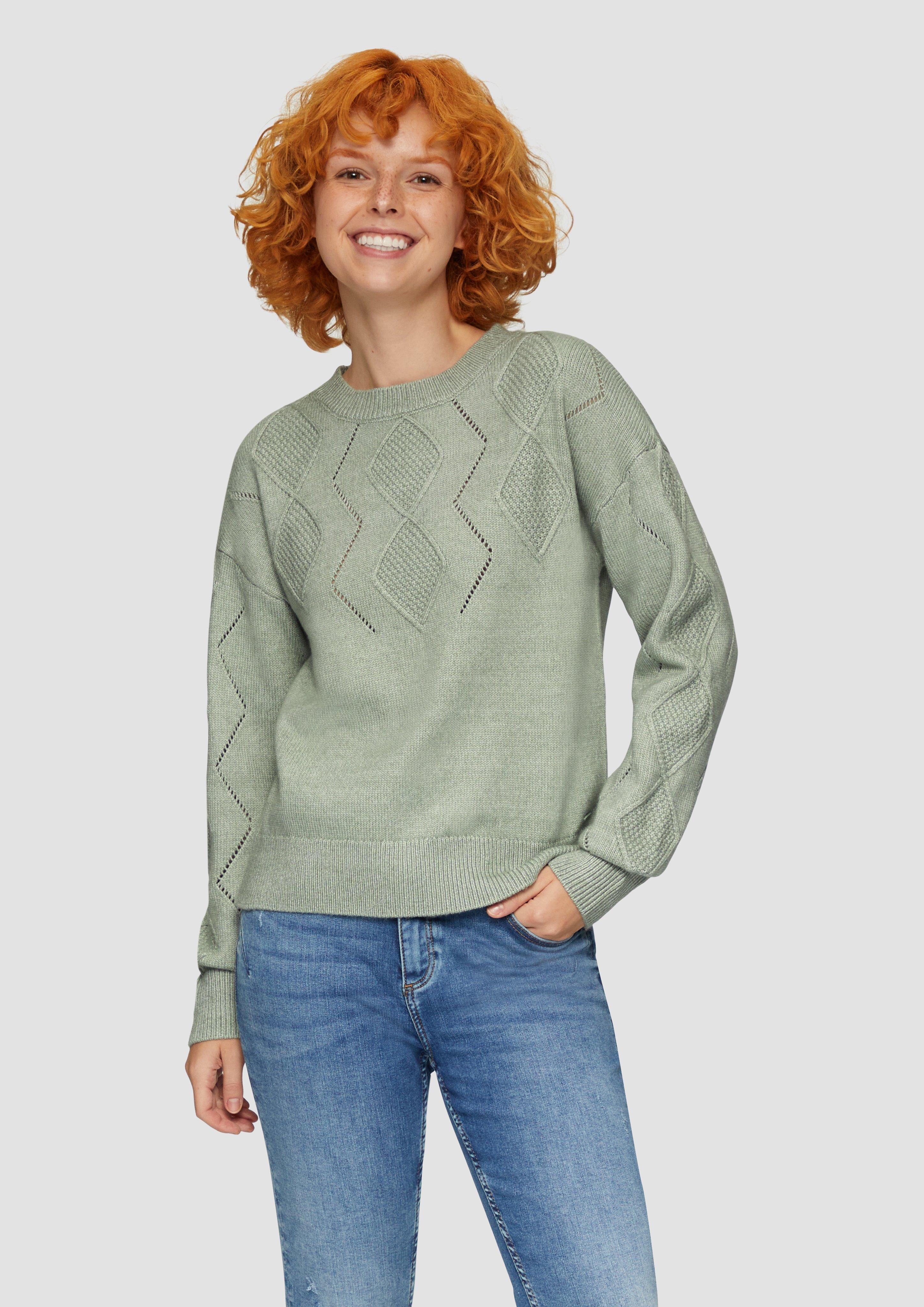 S.Oliver Pullover aus Viskosemix mit Ajour-Muster