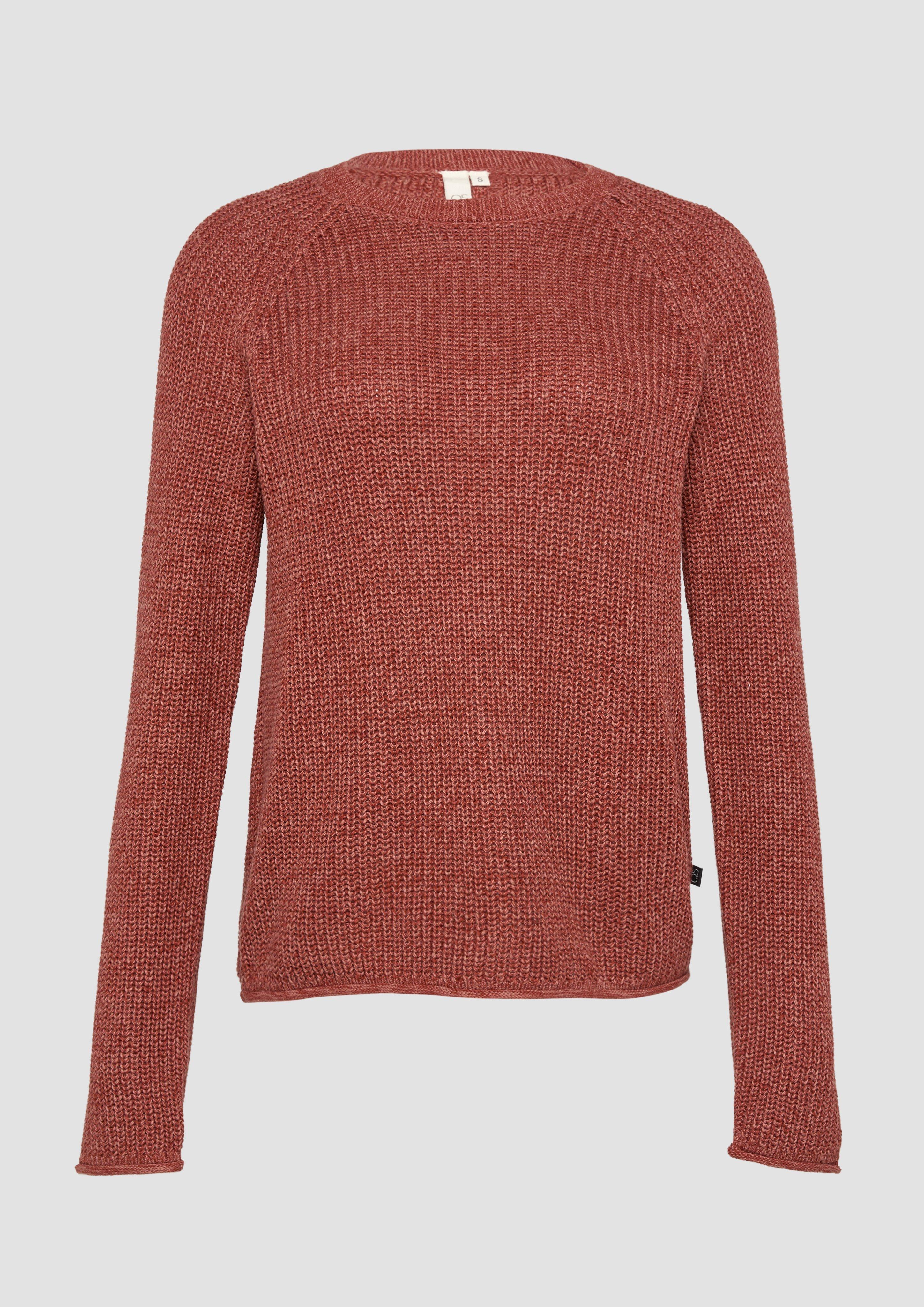 QS - Melierter Strickpullover mit Raglanärmeln, Damen, rot