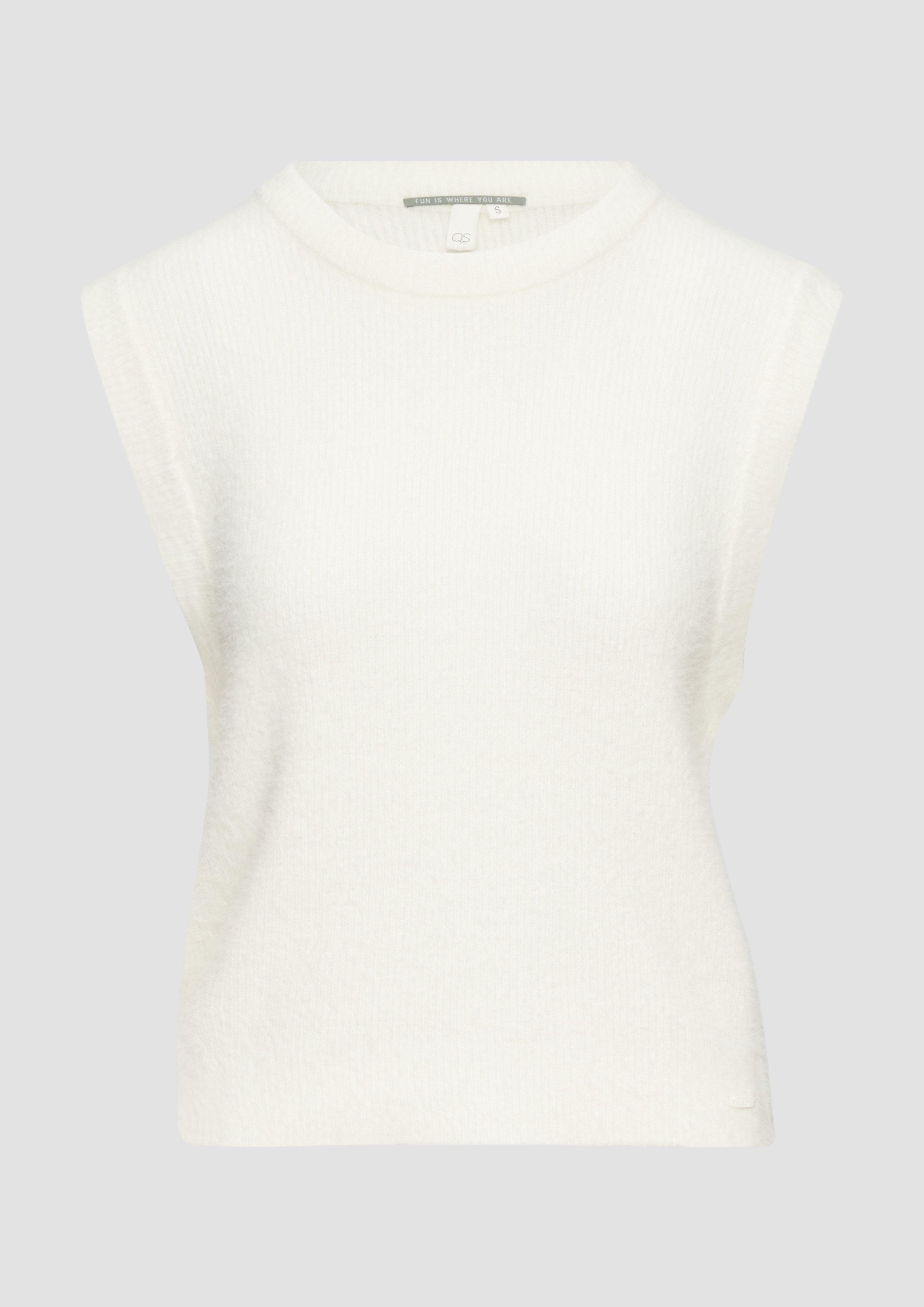 QS - Weicher Strickpullunder mit Crew Neck, Damen, creme