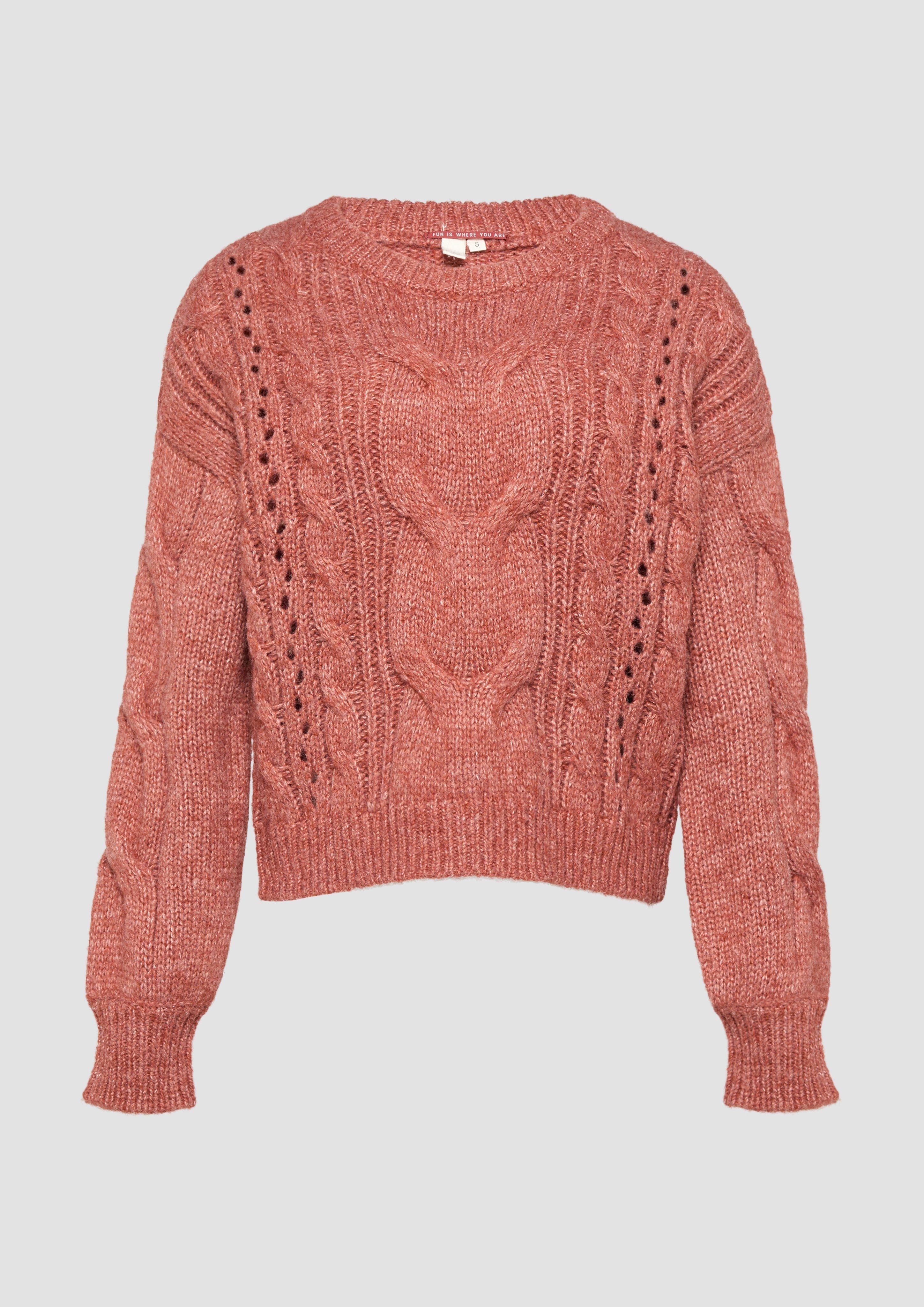 Thumbnail - QS - Softer Zopfstrickpullover mit überschnittenen Schultern, Damen, rot