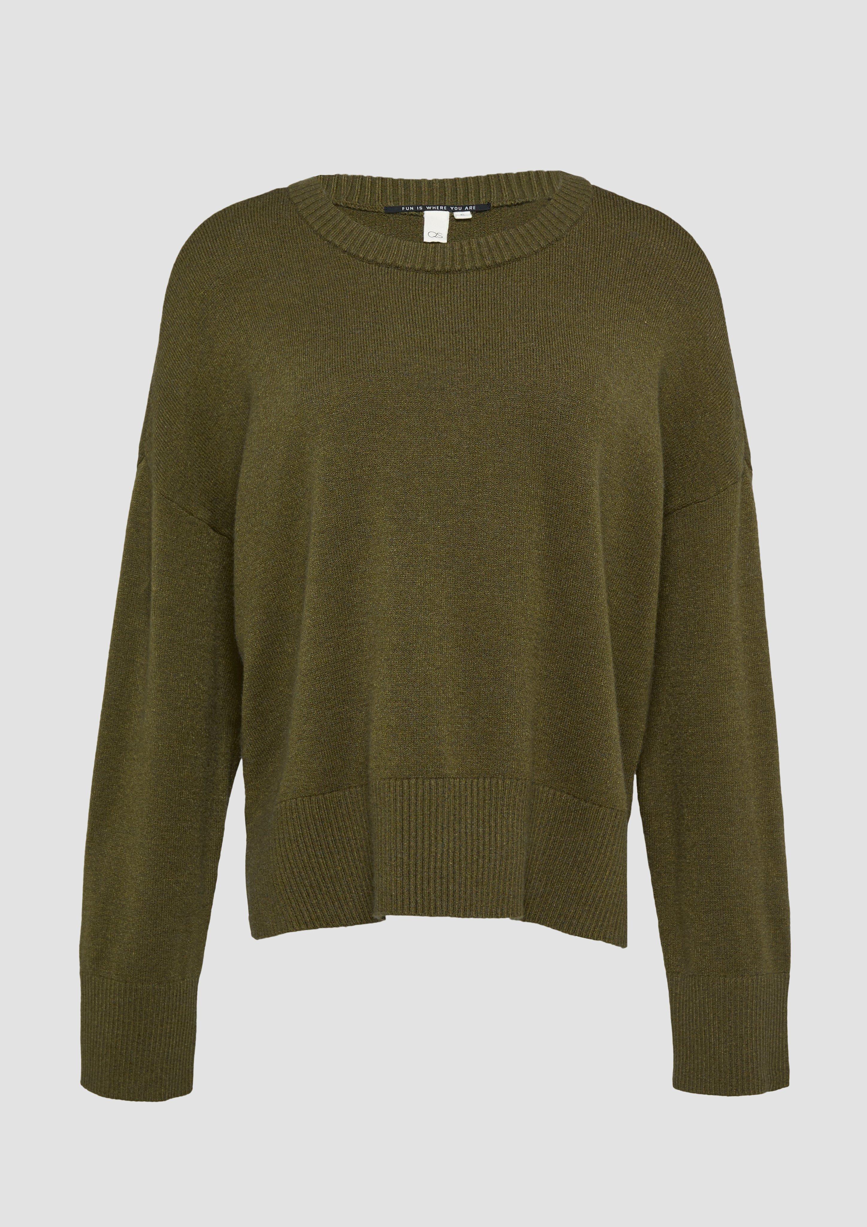 Thumbnail - QS - Weicher Strickpullover mit seitlich geschlitztem Saum, Damen, Grün