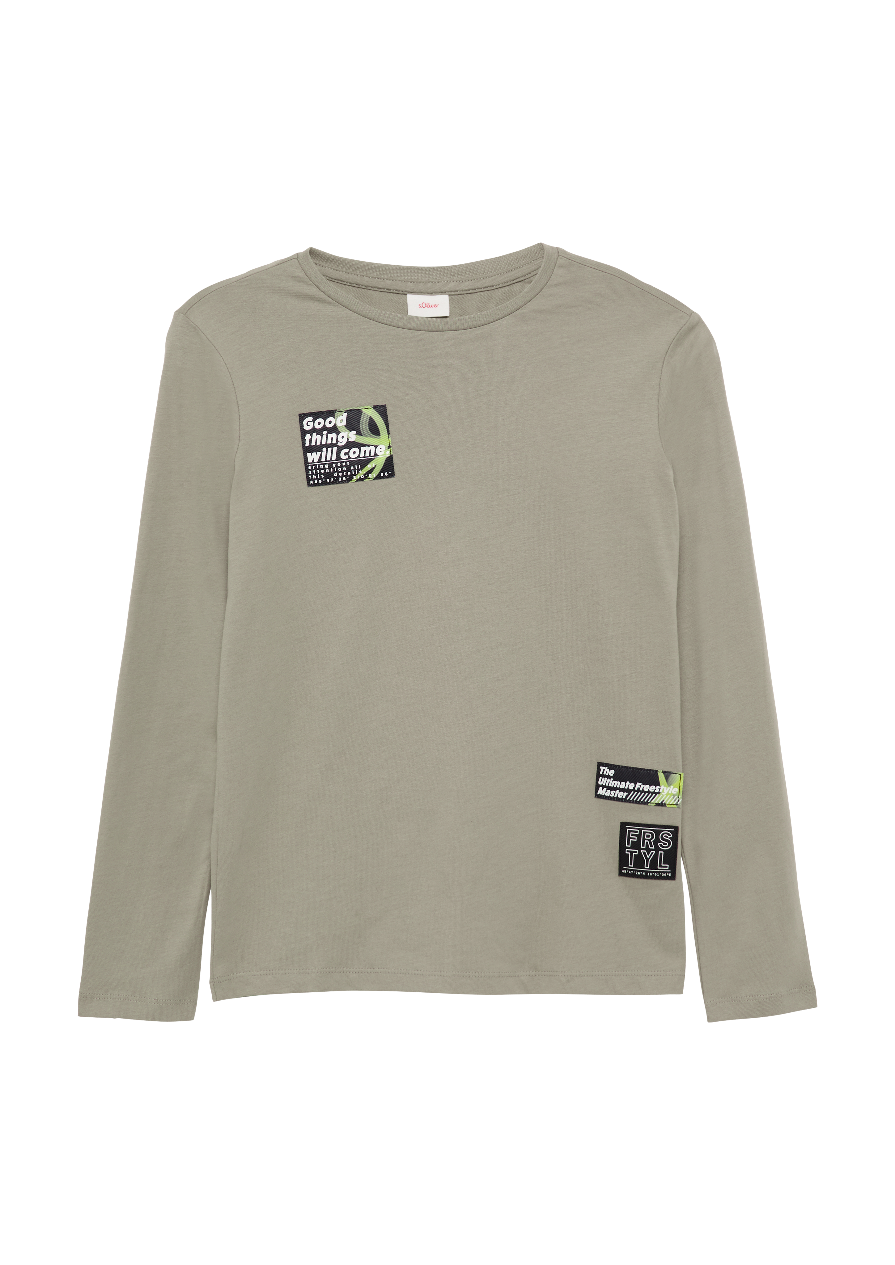 s.Oliver - Longsleeve mit modischen Patches, Jungen, Grün