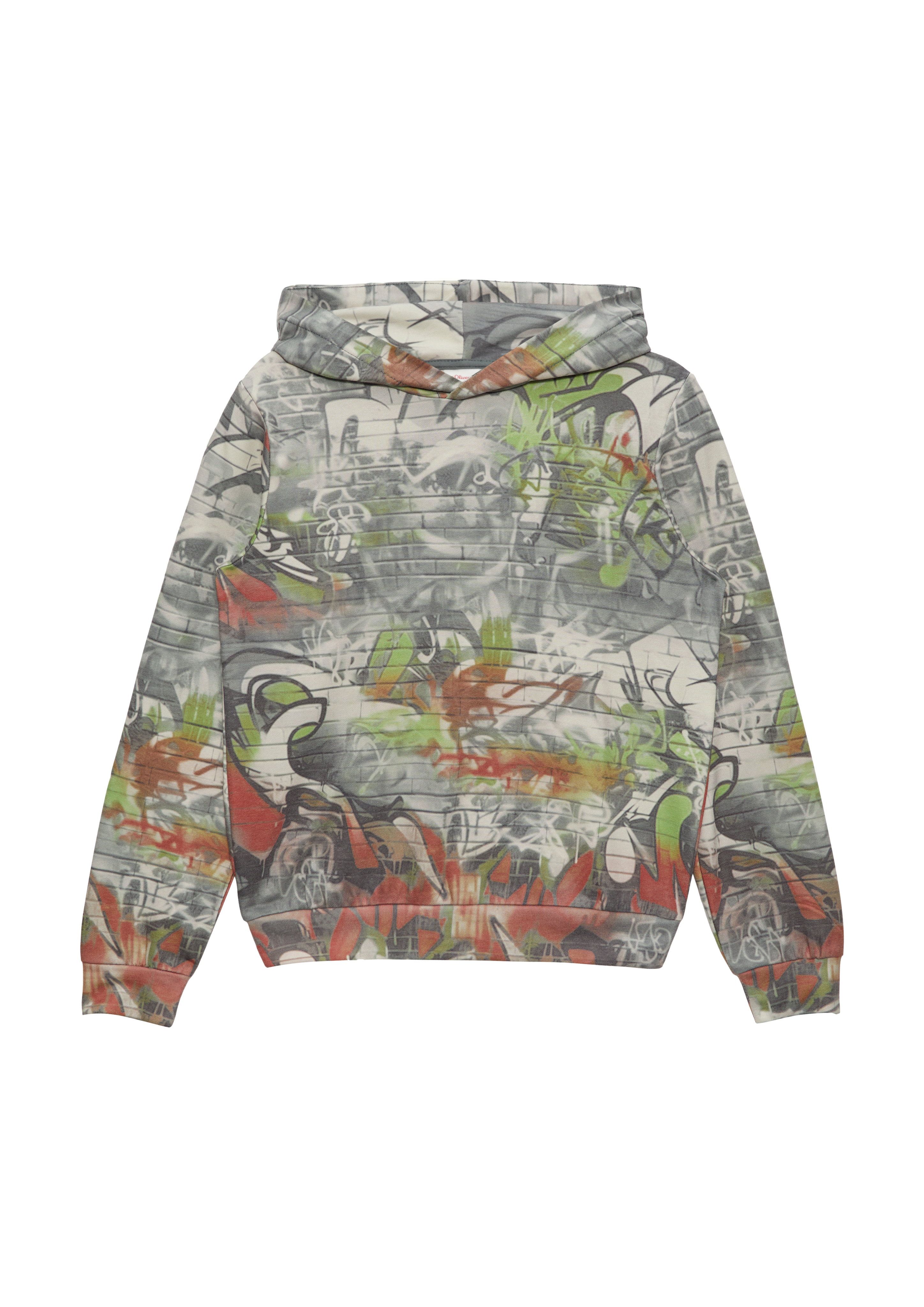 s.Oliver - Kapuzen-Sweatshirt mit All-over-Print, Jungen, Beige