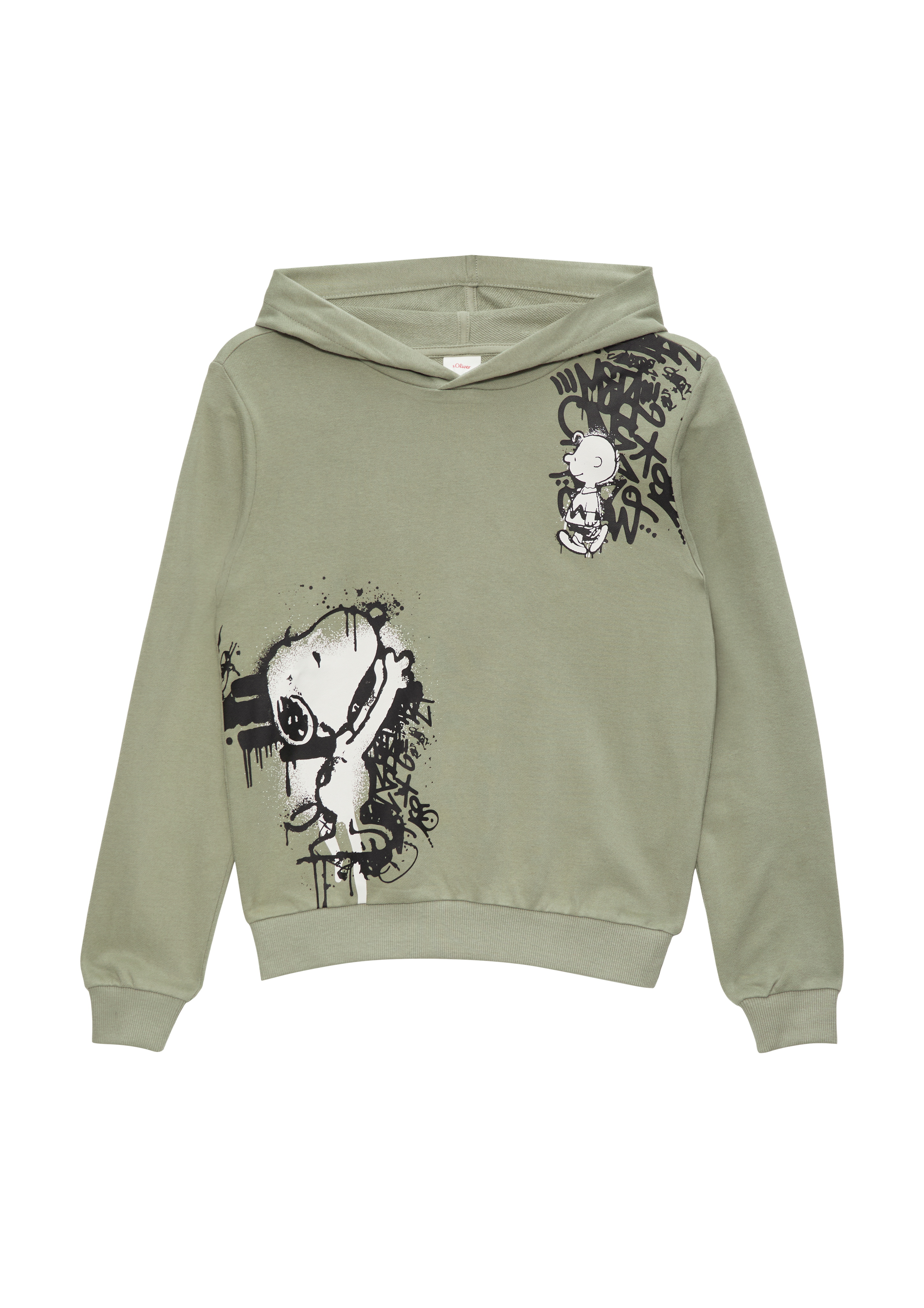 s.Oliver - Kapuzen-Sweatshirt mit Peanuts®-Print, Jungen, Grün