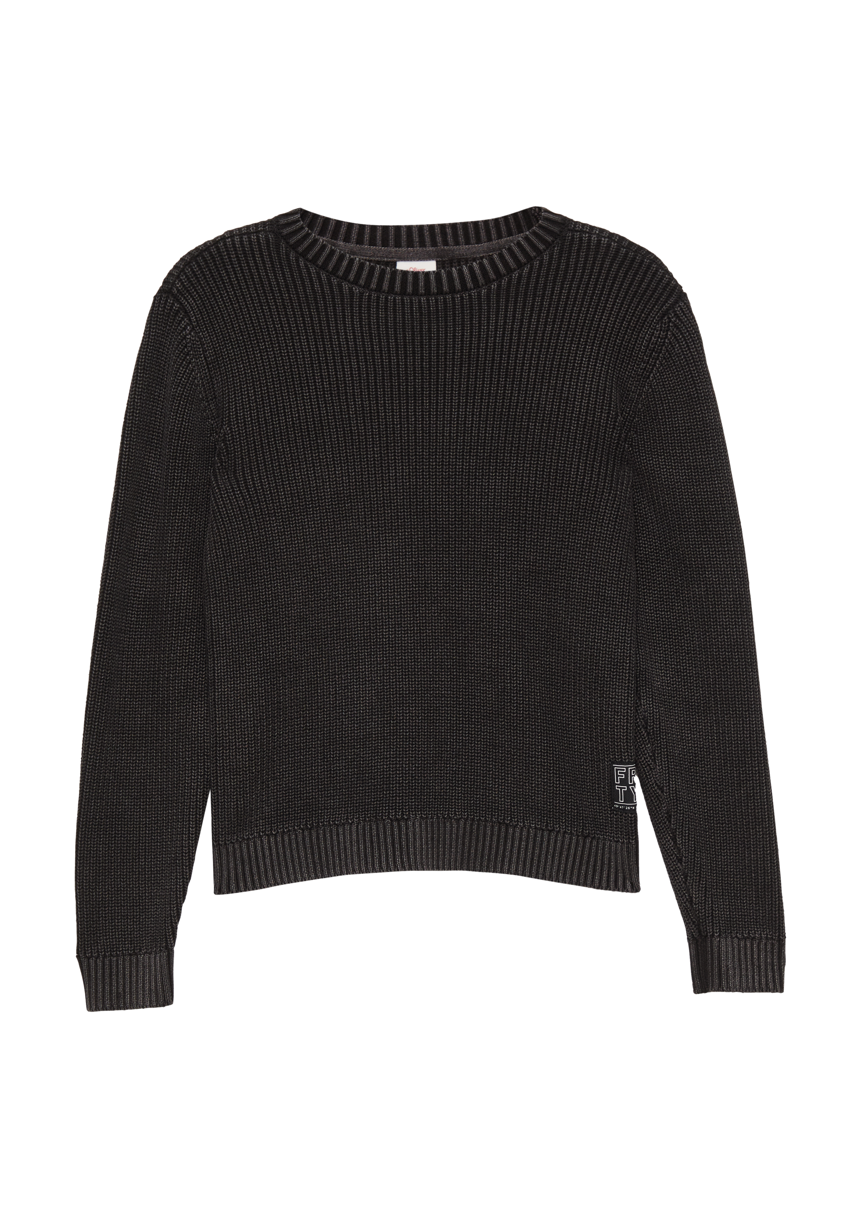 s.Oliver - Gewaschener Strickpullover mit Logo-Detail, Jungen, schwarz