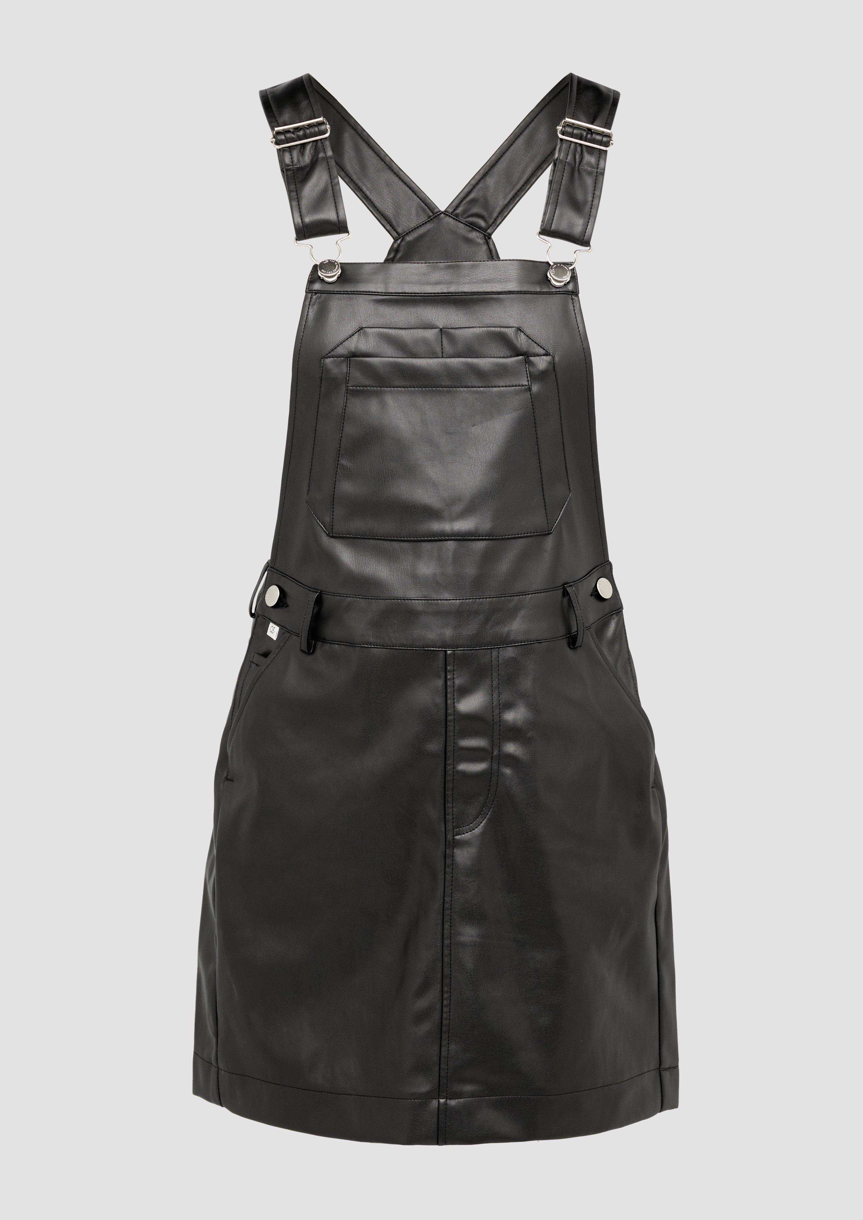 Thumbnail - QS - Latzkleid in Leder-Optik, Damen, schwarz