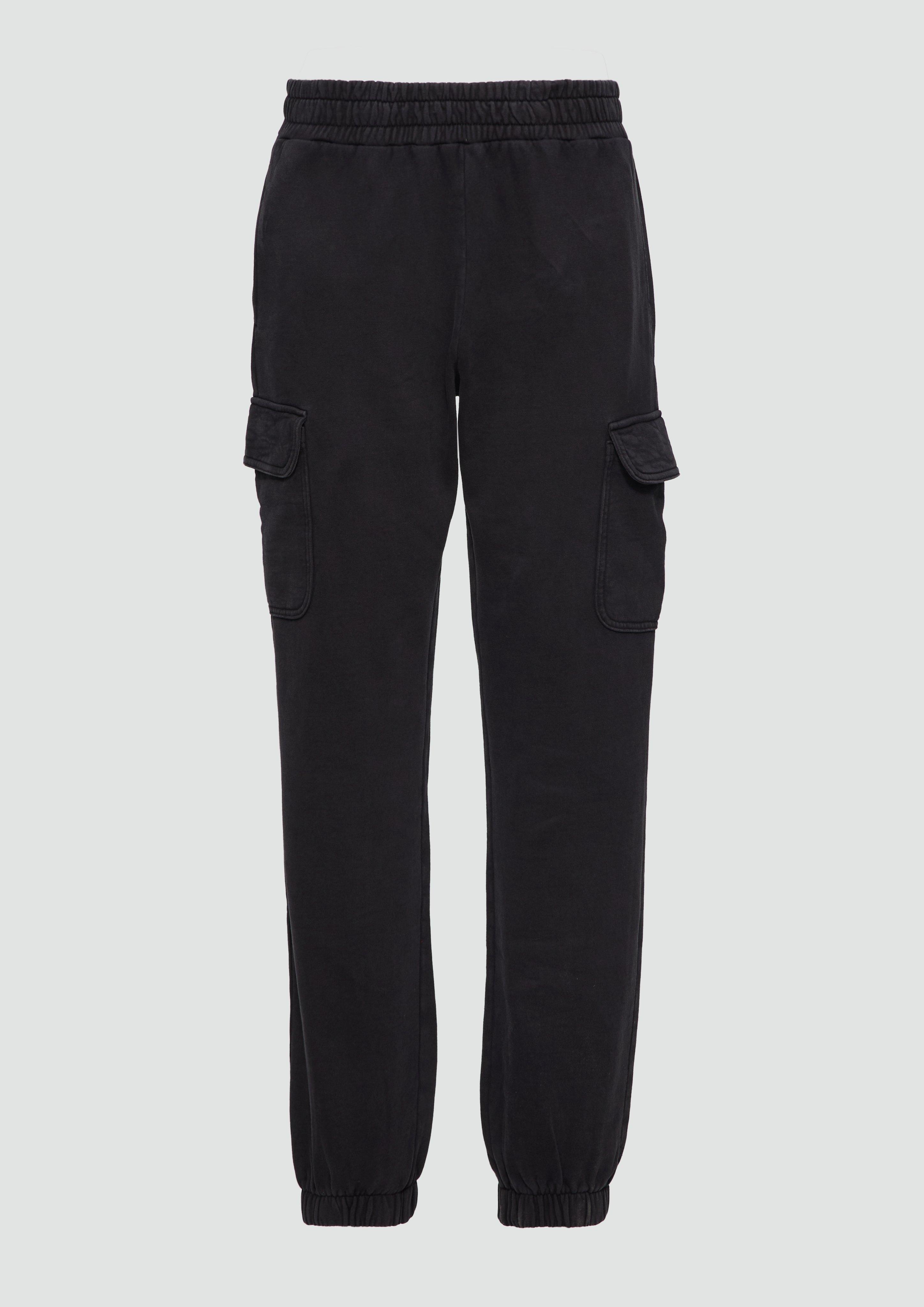 QS - Sweatpants mit Cargo-Taschen und Waschung, Damen, schwarz