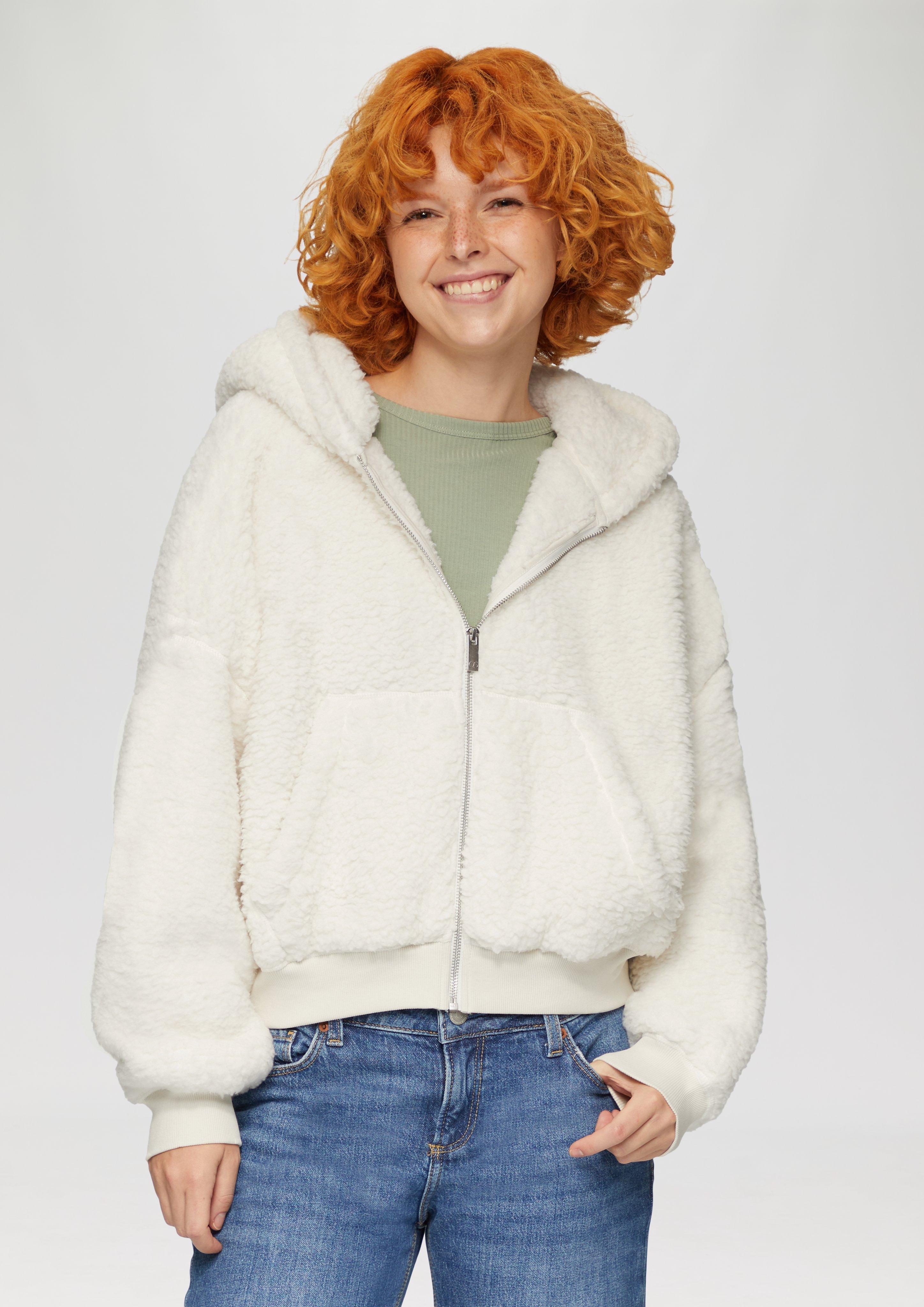 S.Oliver Oversized Sweatjacke aus Teddy-Plüsch