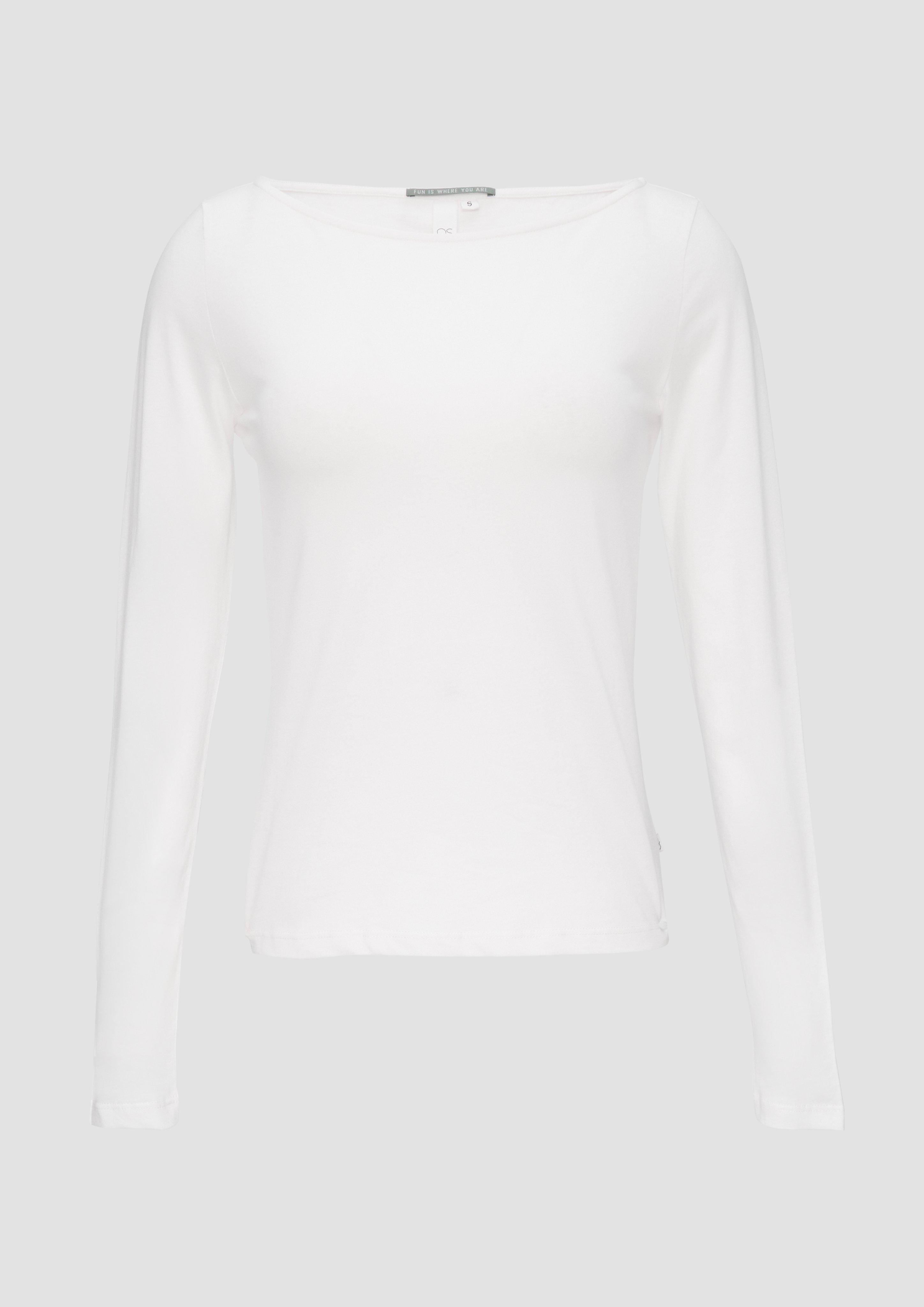 QS - Baumwollshirt mit U-Boot-Ausschnitt, Damen, creme