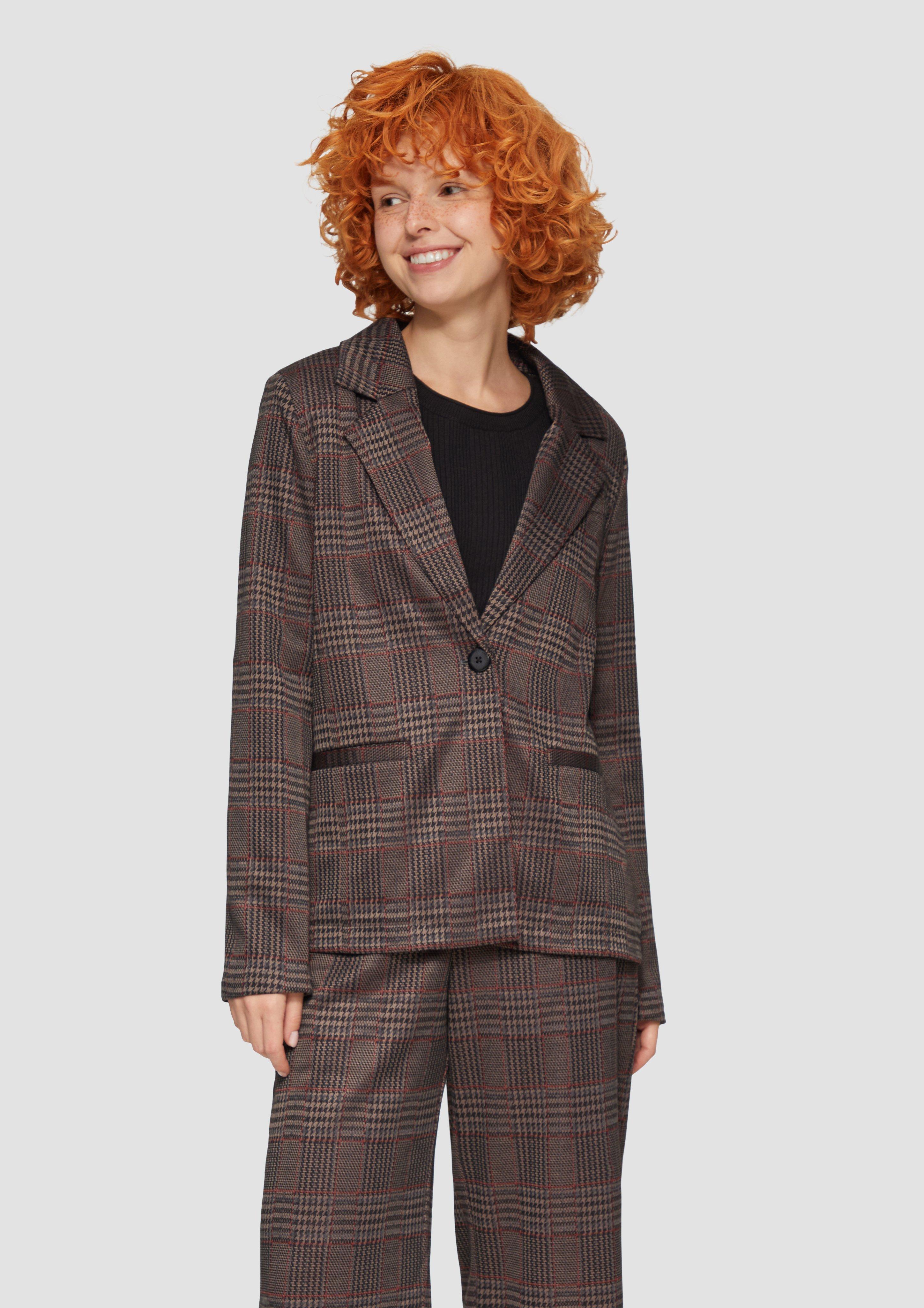 Checked blazer in a viscose blend - grey | s.Oliver Checked blazer in a viscose blend - grey | s.Oliver