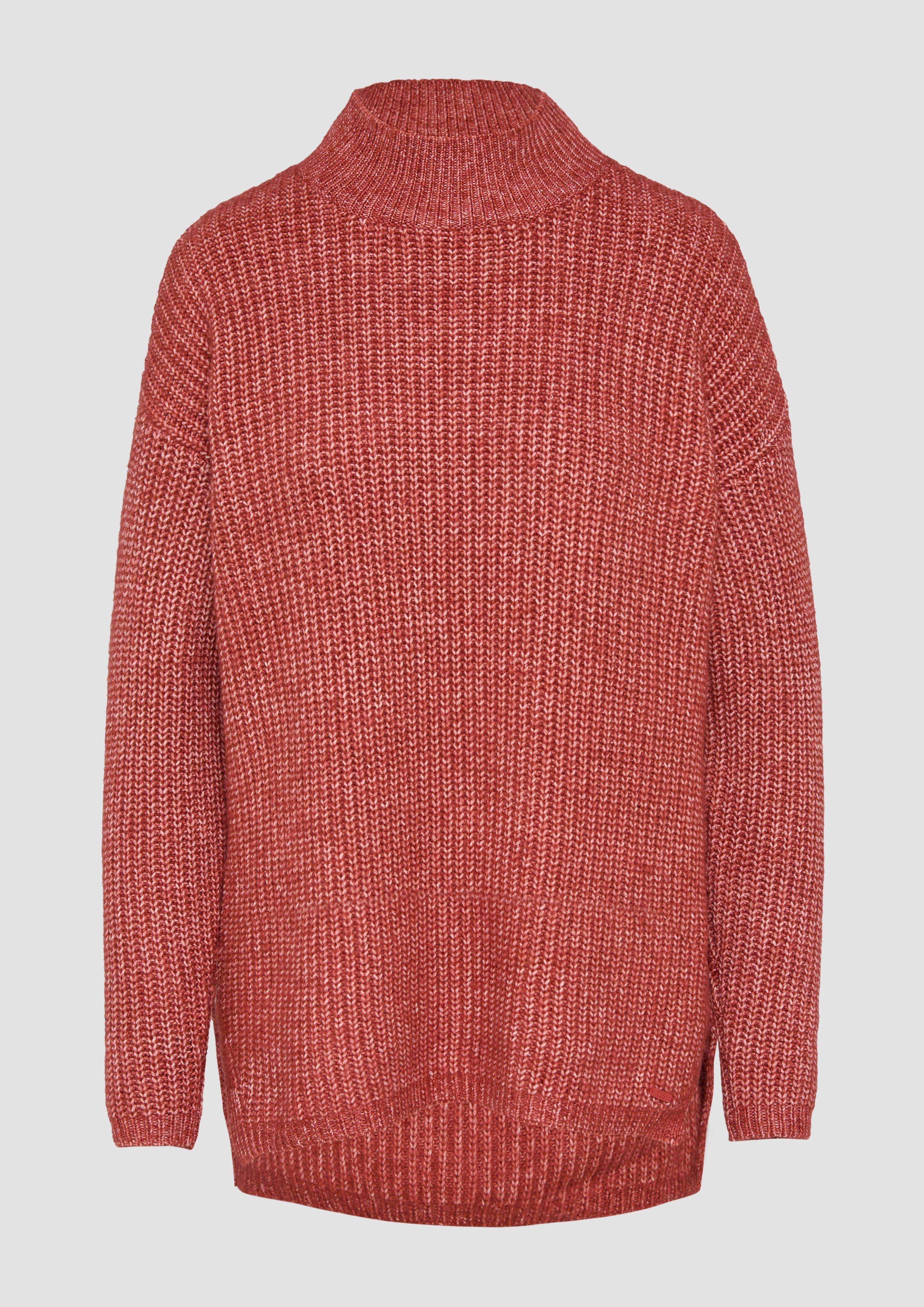 QS - Weicher Strickpullover mit Rippstruktur, Damen, rot