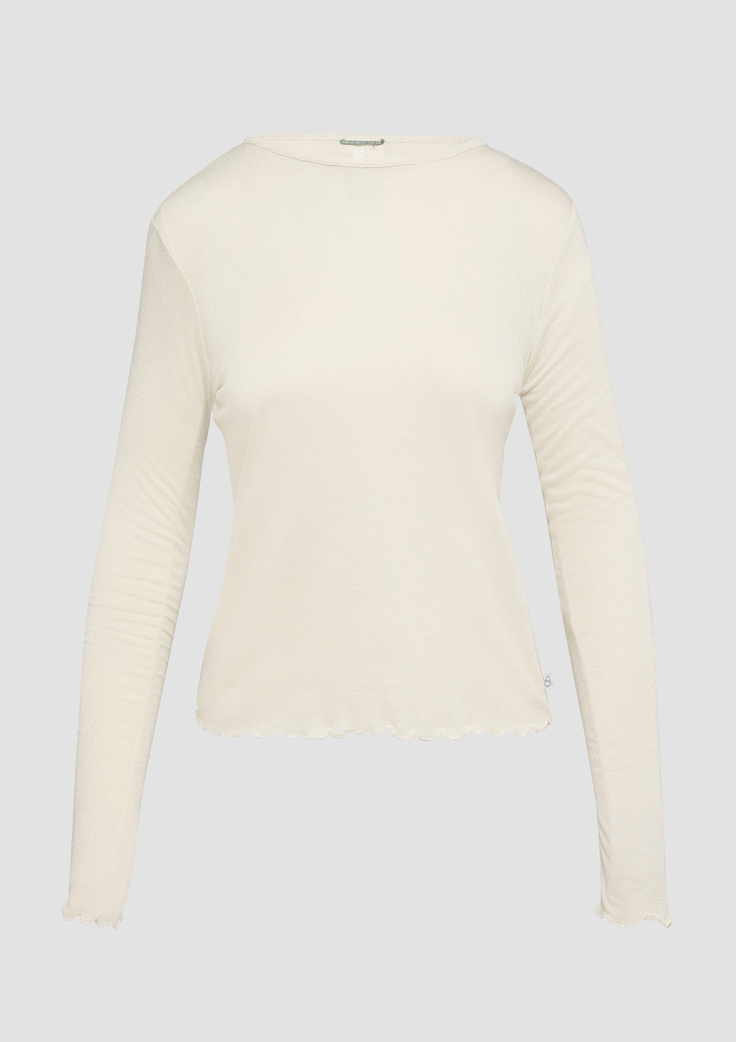 QS - Jersey-Shirt mit Glitzergarn, Damen, creme