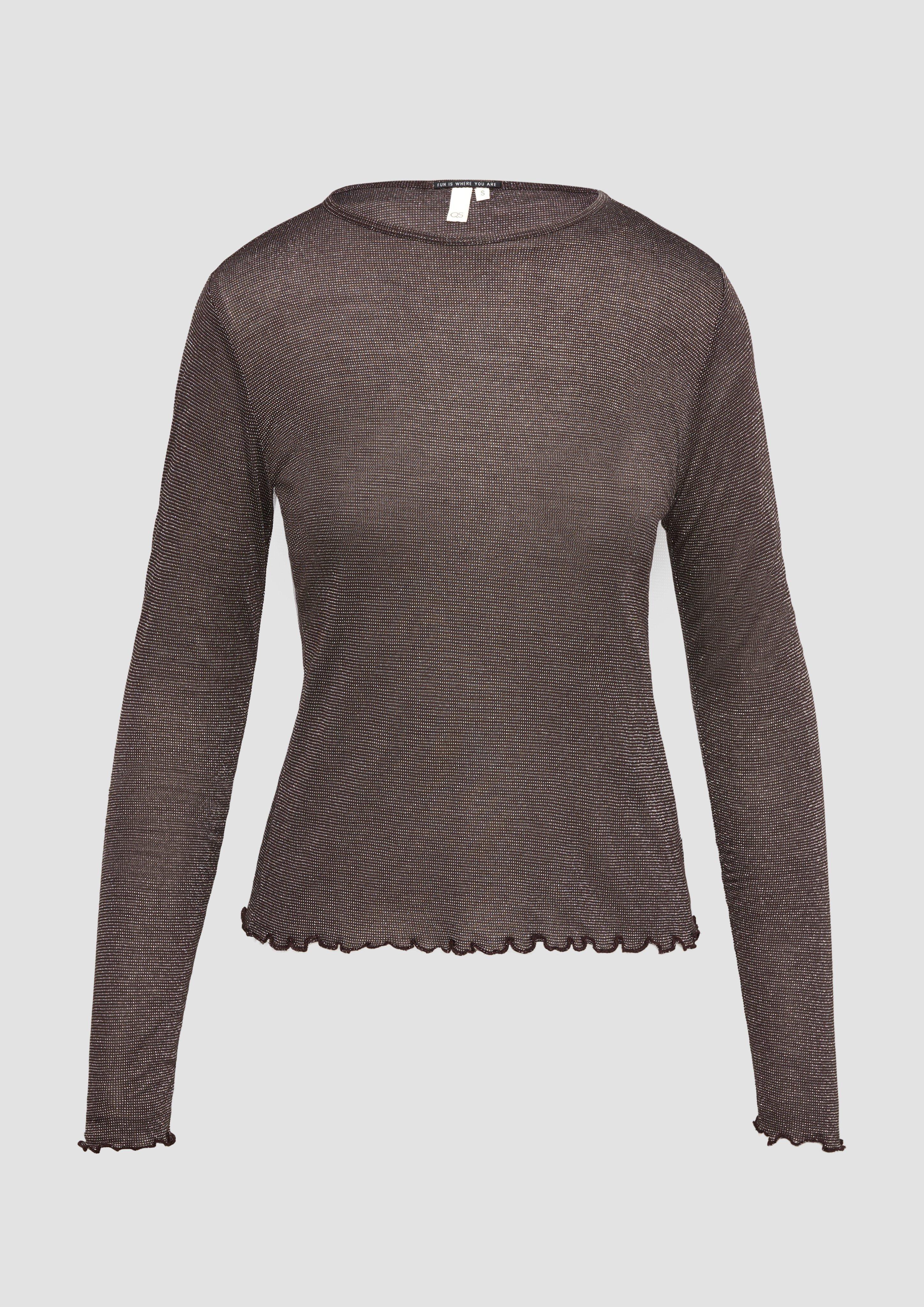 QS - Jersey-Shirt mit Glitzergarn, Damen, lila