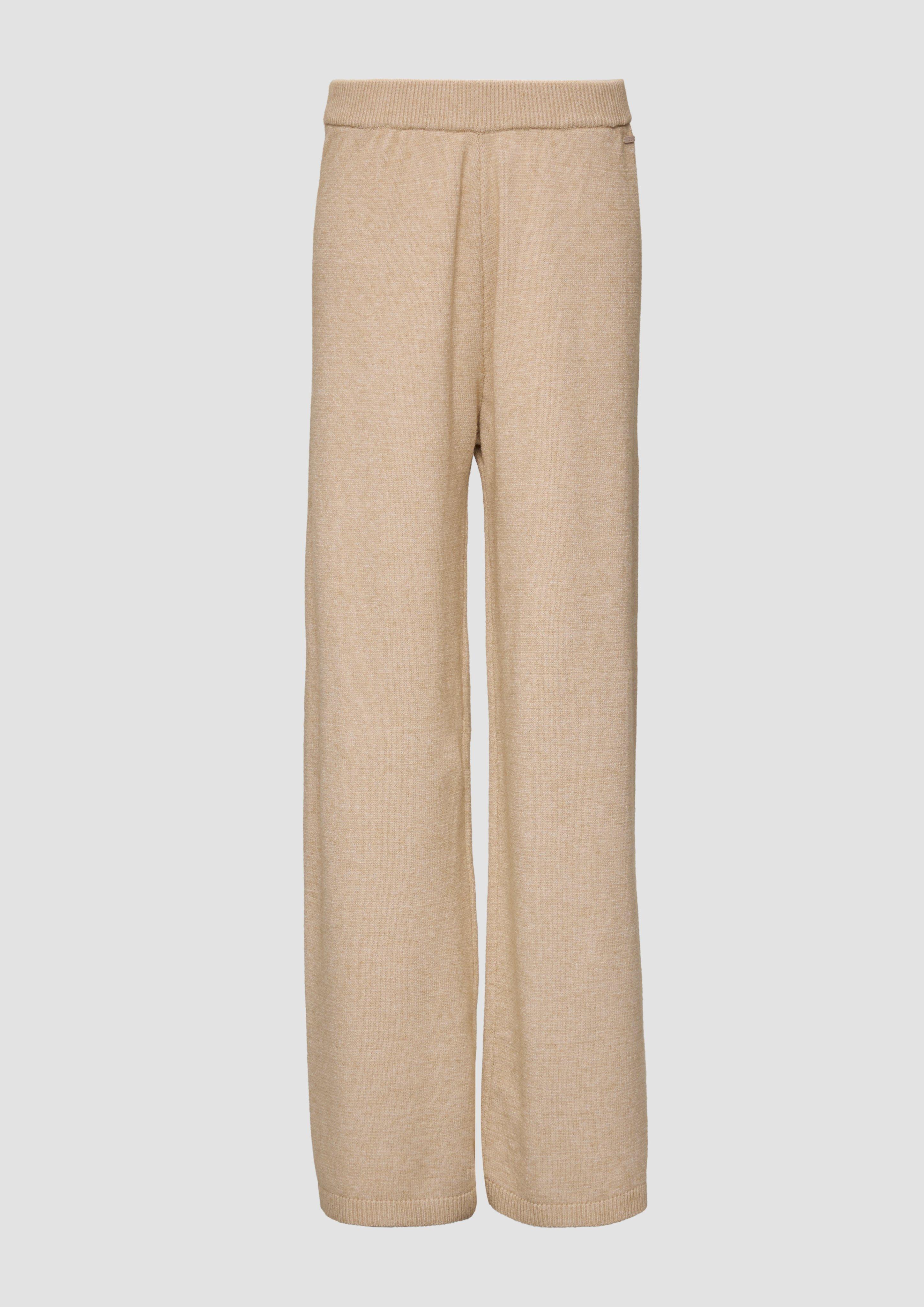 Thumbnail - QS - Weiche Strickhose mit elastischem Bund, Damen, Beige