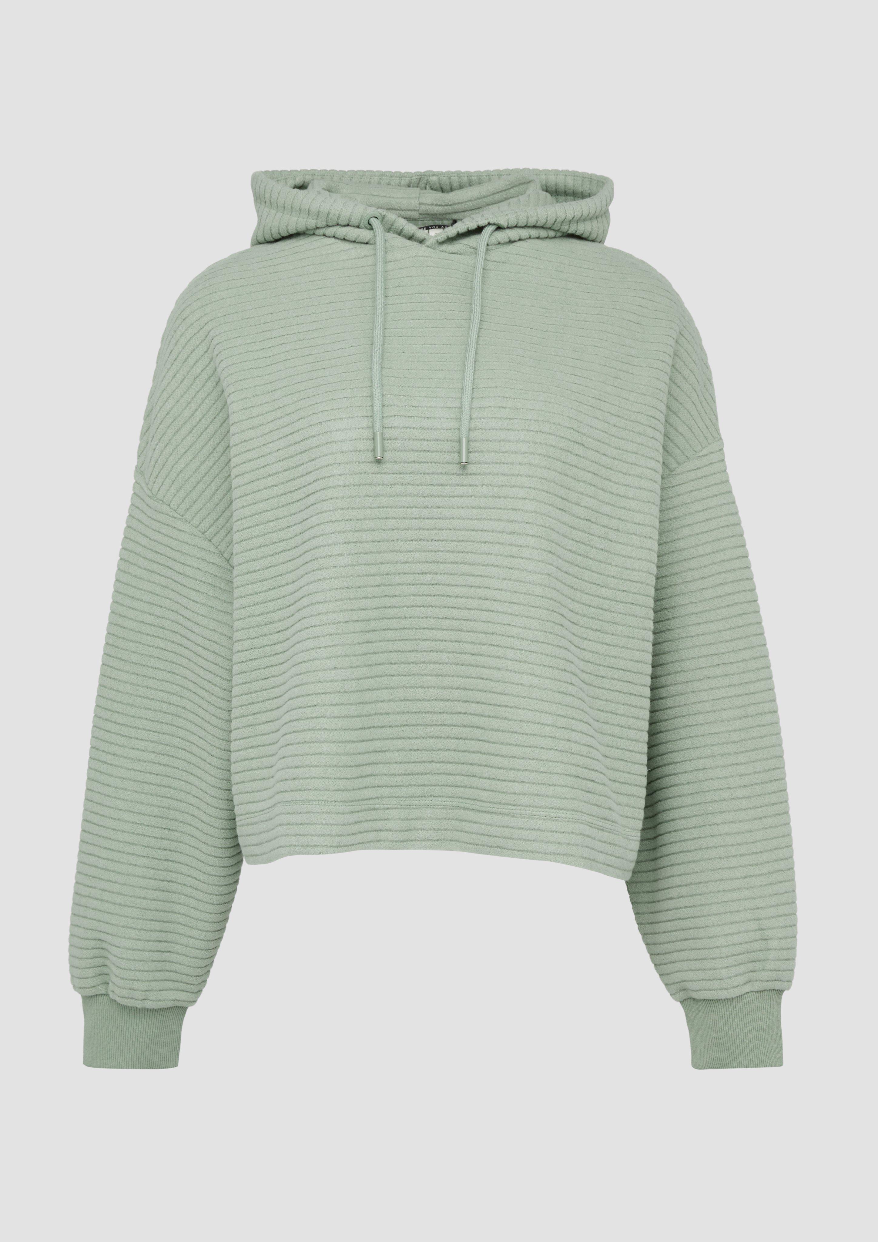 QS - Hoodie mit Rippstruktur, Damen, grün