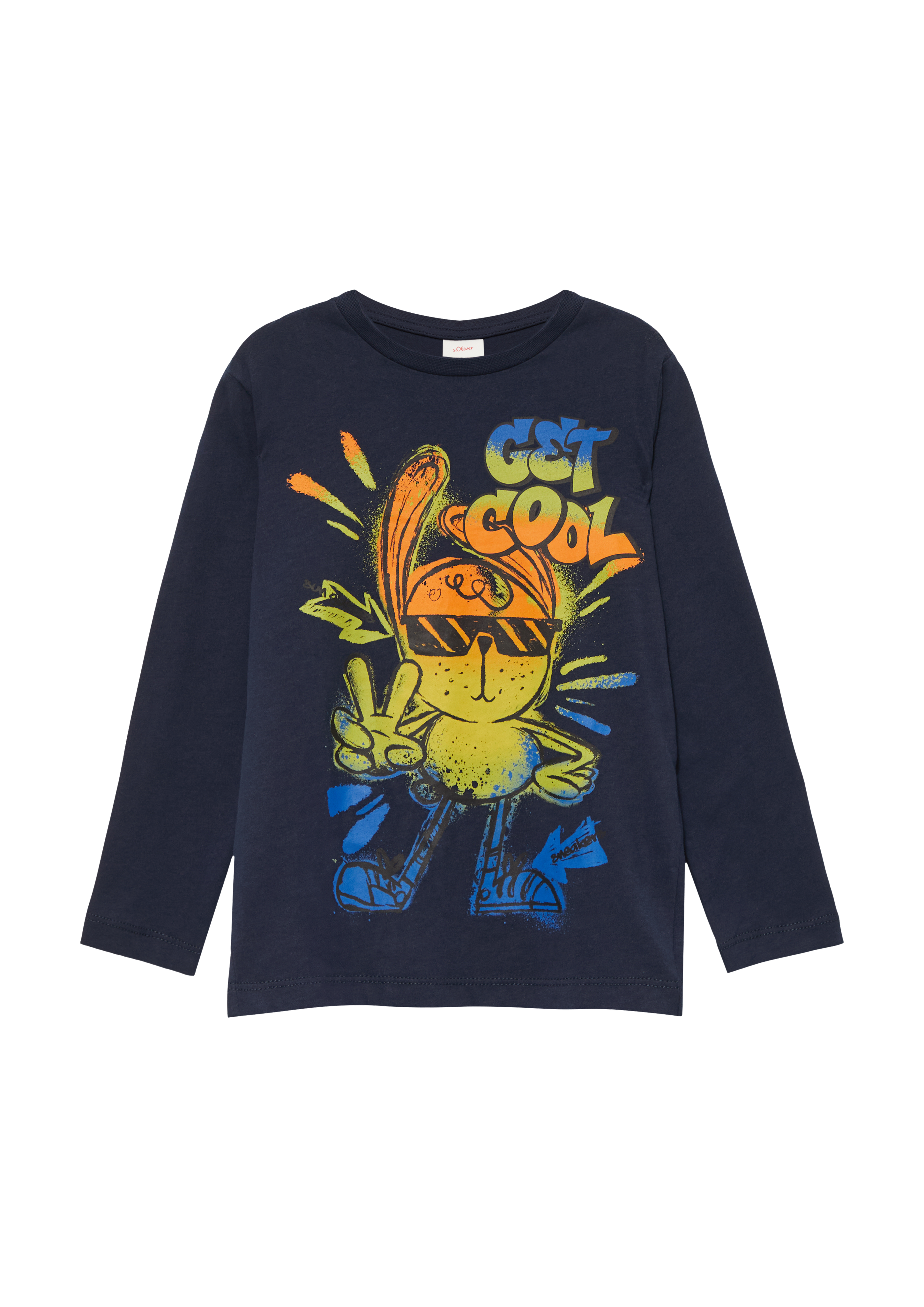 s.Oliver - Longsleeve mit Frontprint, Kinder, blau