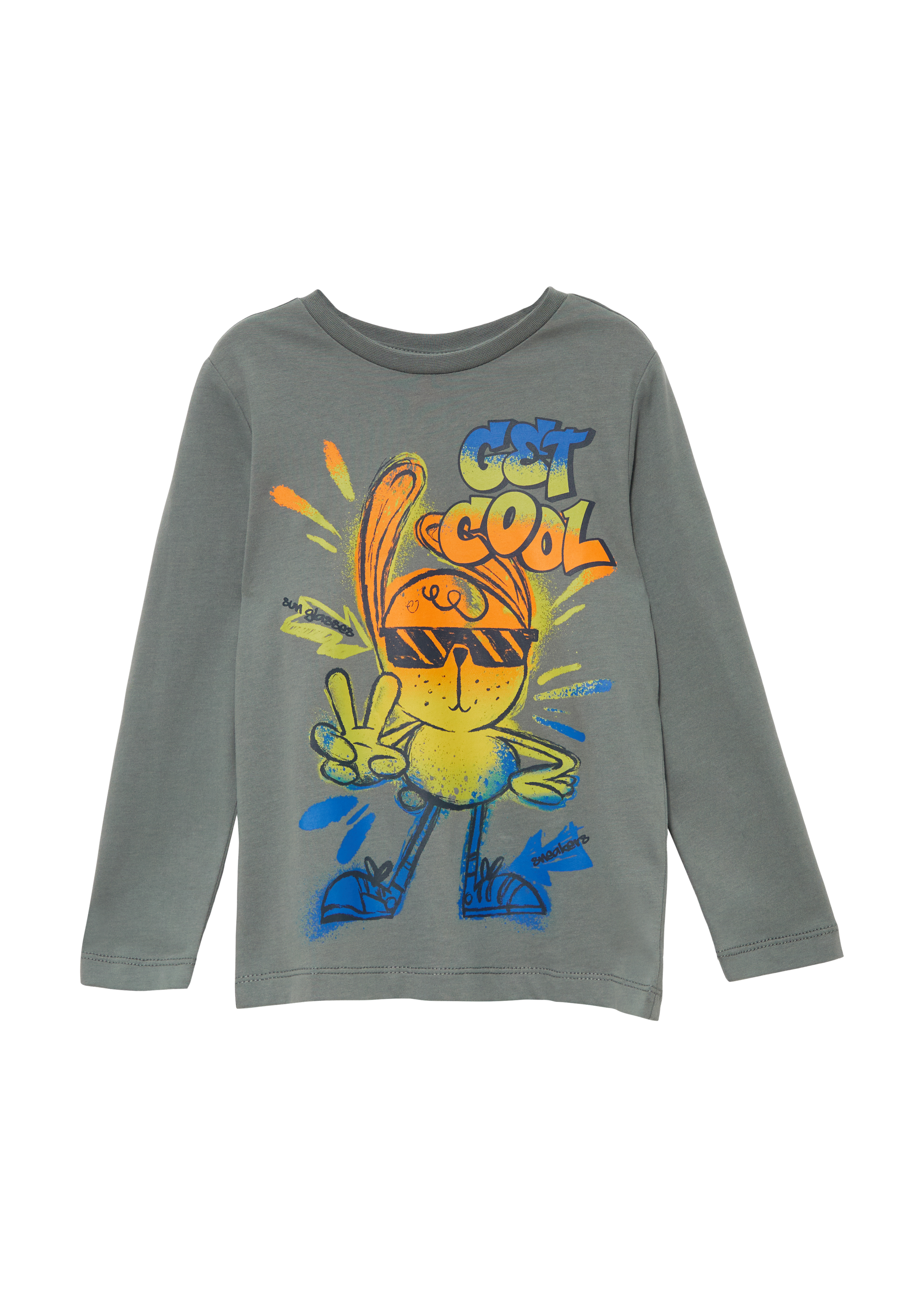 s.Oliver - Longsleeve mit Frontprint, Kinder, grau