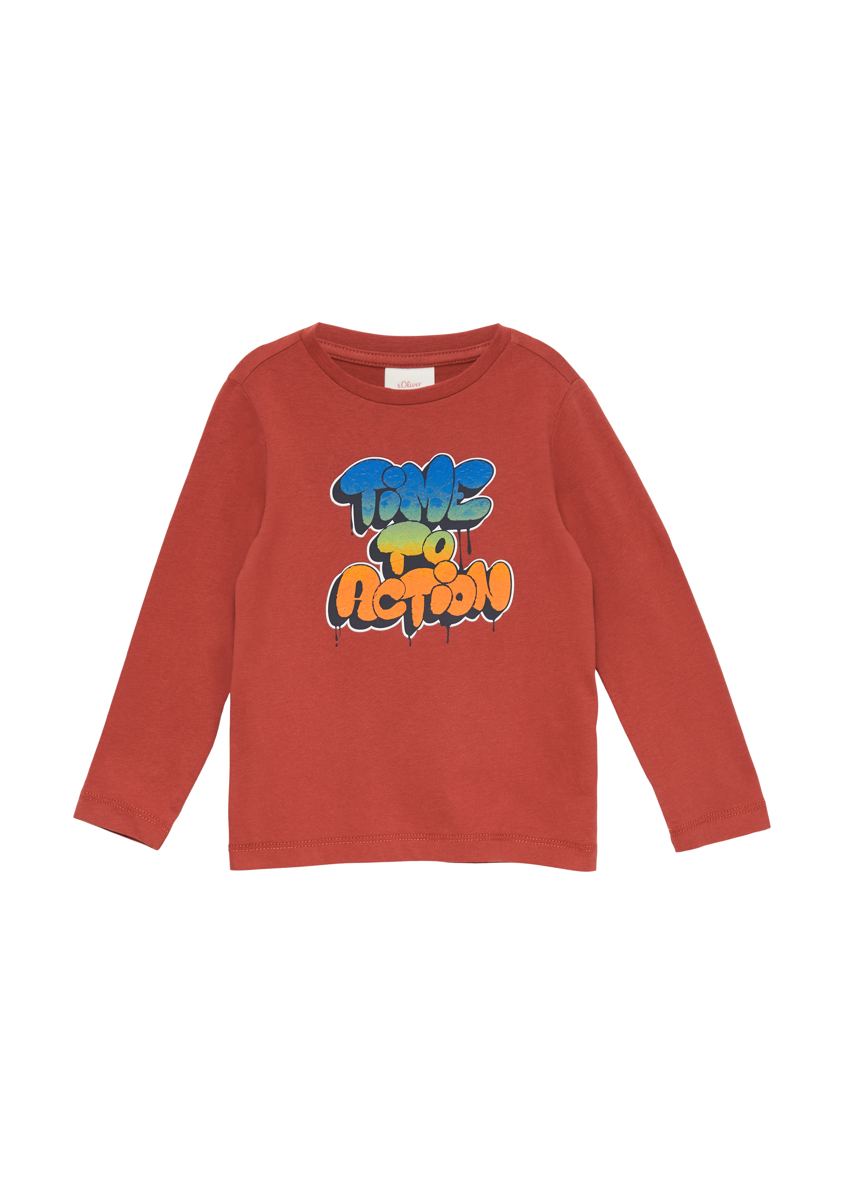 s.Oliver - Weiches Longsleeve mit strukturiertem Grafik-Print, Kinder, rot