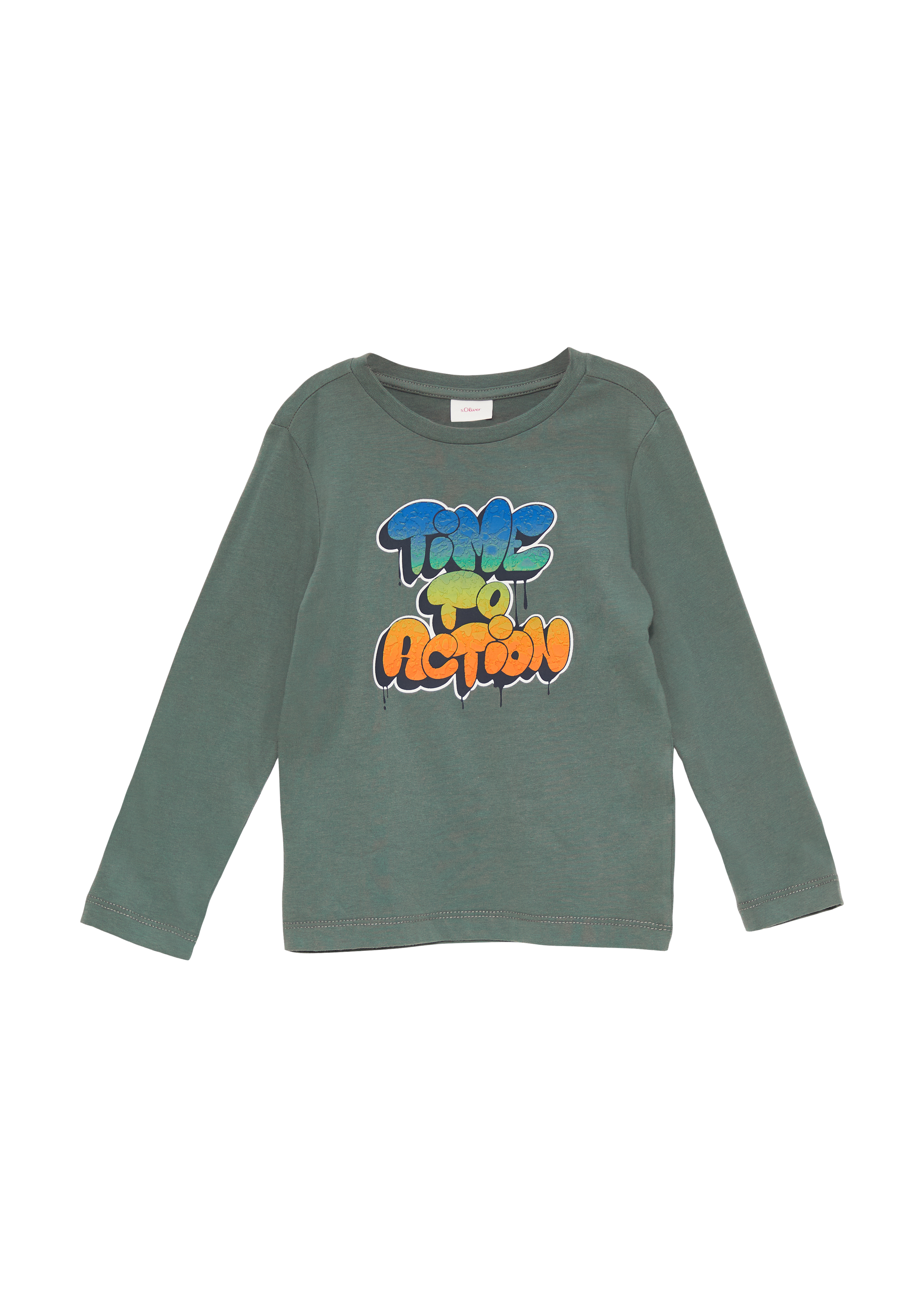 s.Oliver - Weiches Longsleeve mit strukturiertem Grafik-Print, Kinder, grau