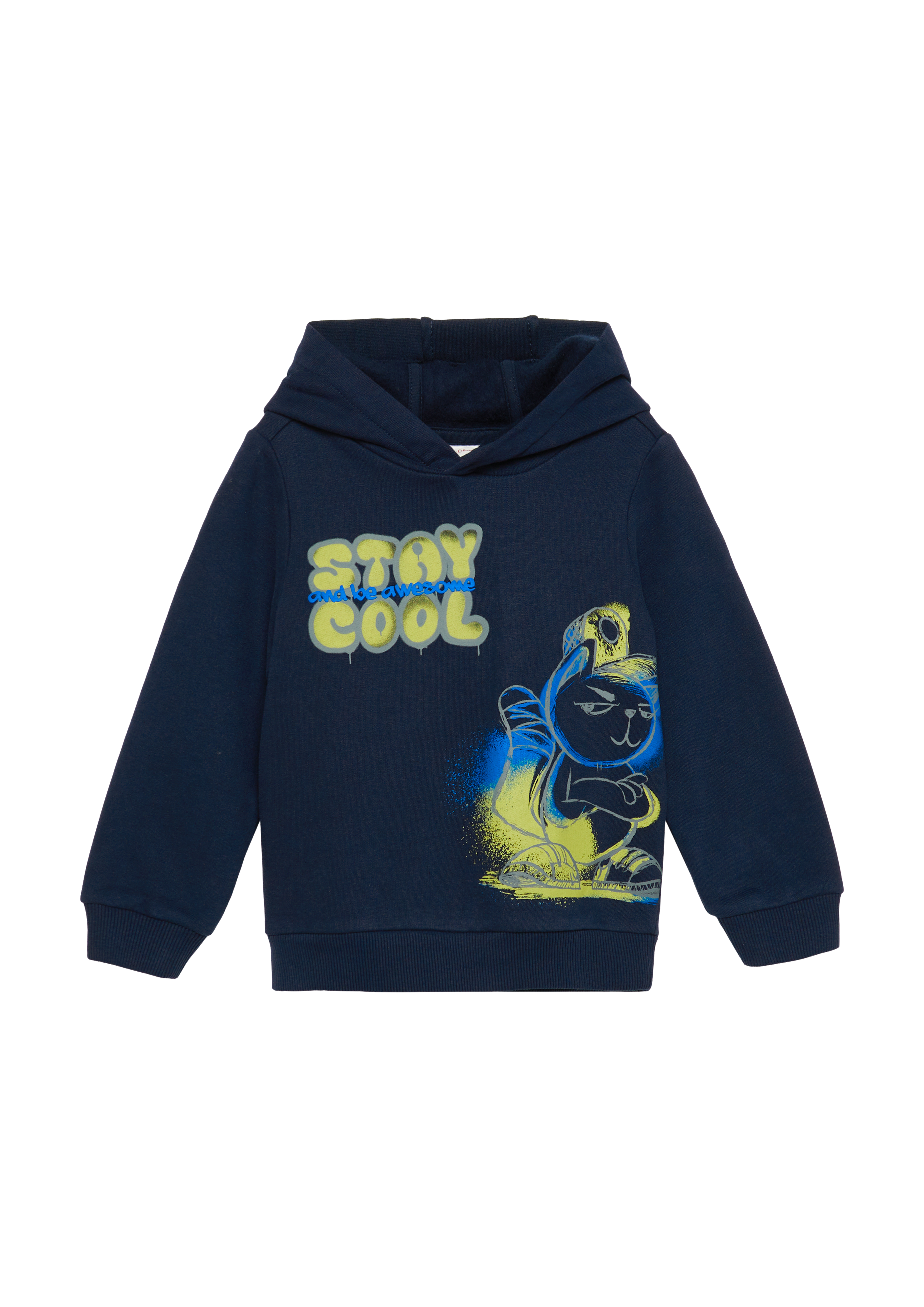 s.Oliver - Wärmendes Kapuzen-Sweatshirt mit Frontprint, Kinder, blau