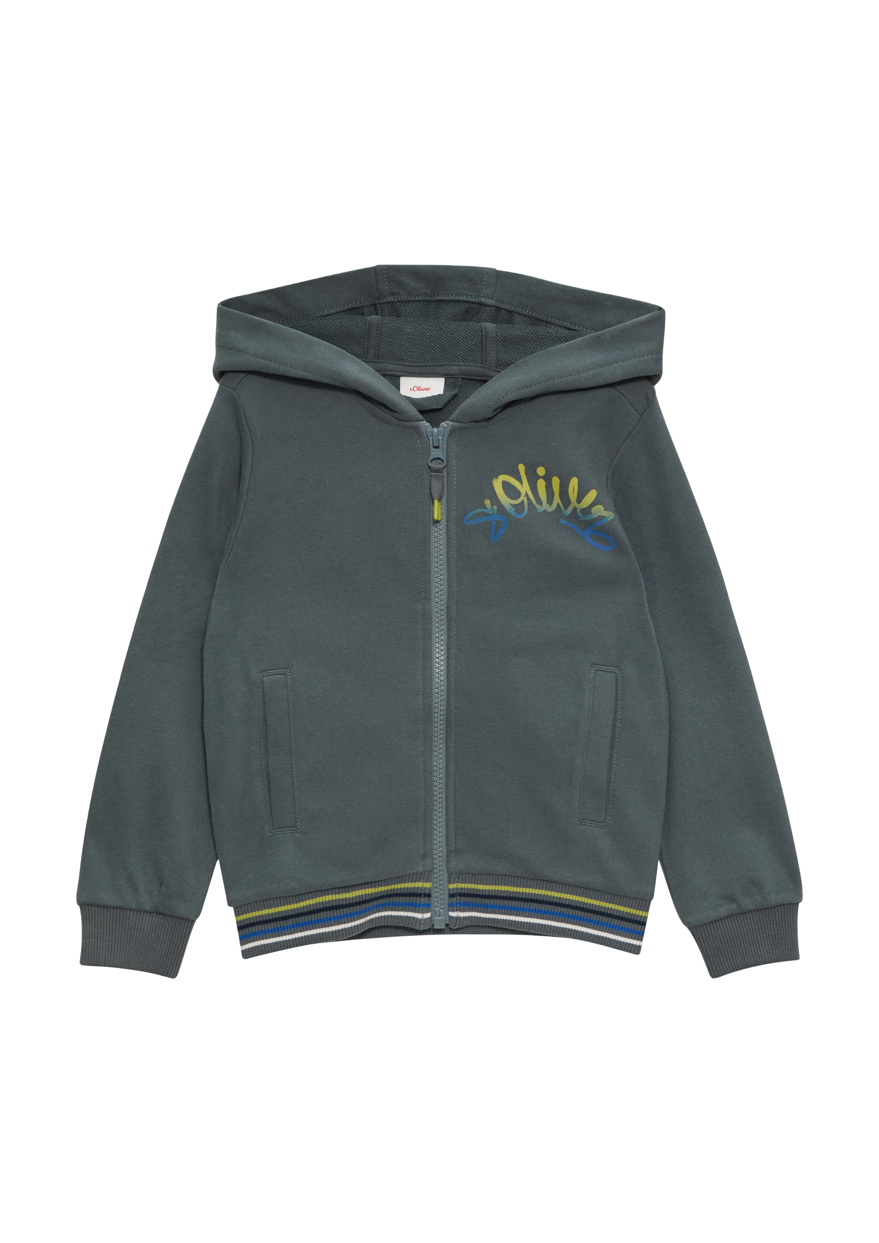 s.Oliver - Sweatshirt-Jacke mit großem Rückenprint, Kinder, grau