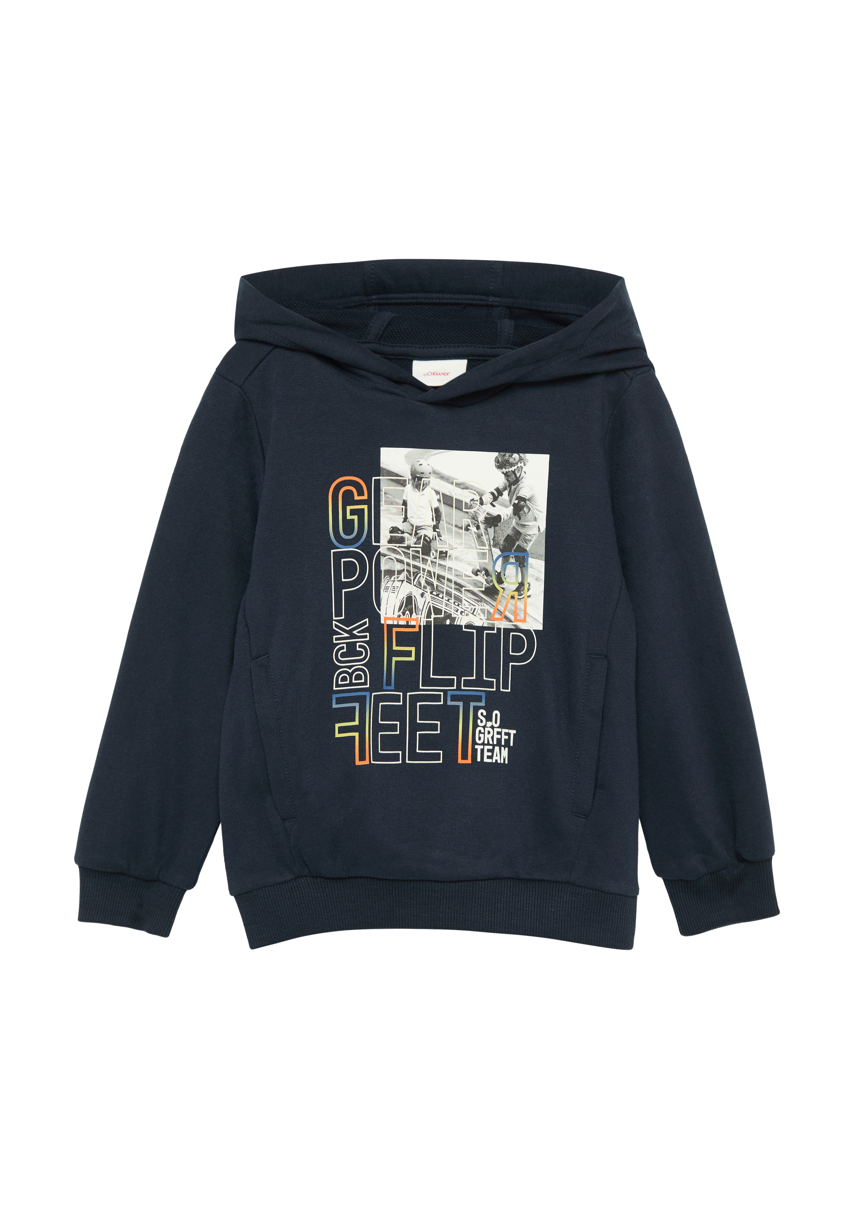 s.Oliver - Kapuzen-Sweatshirt mit Fotoprint, Kinder, blau