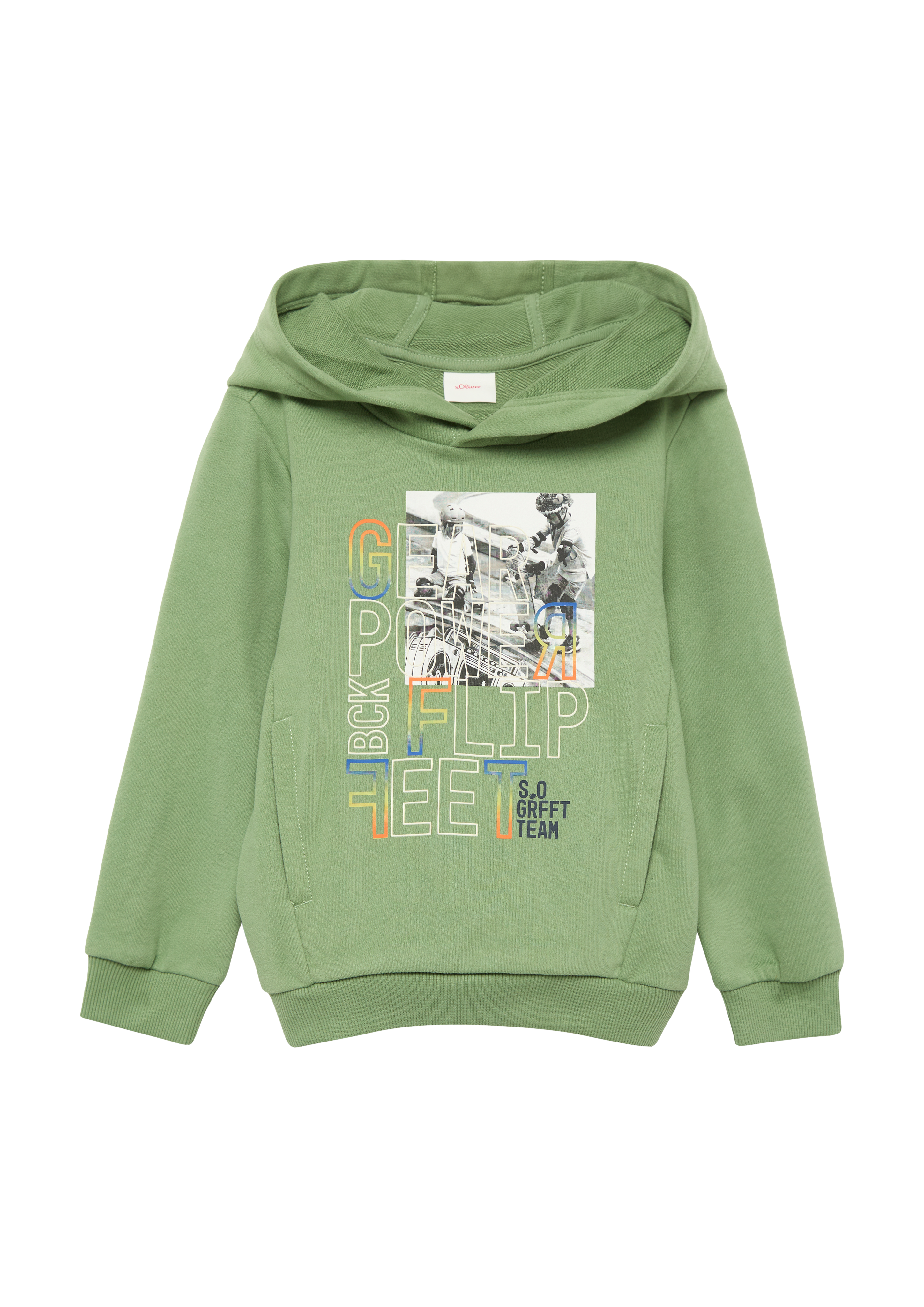 s.Oliver - Kapuzen-Sweatshirt mit Fotoprint, Kinder, Grün