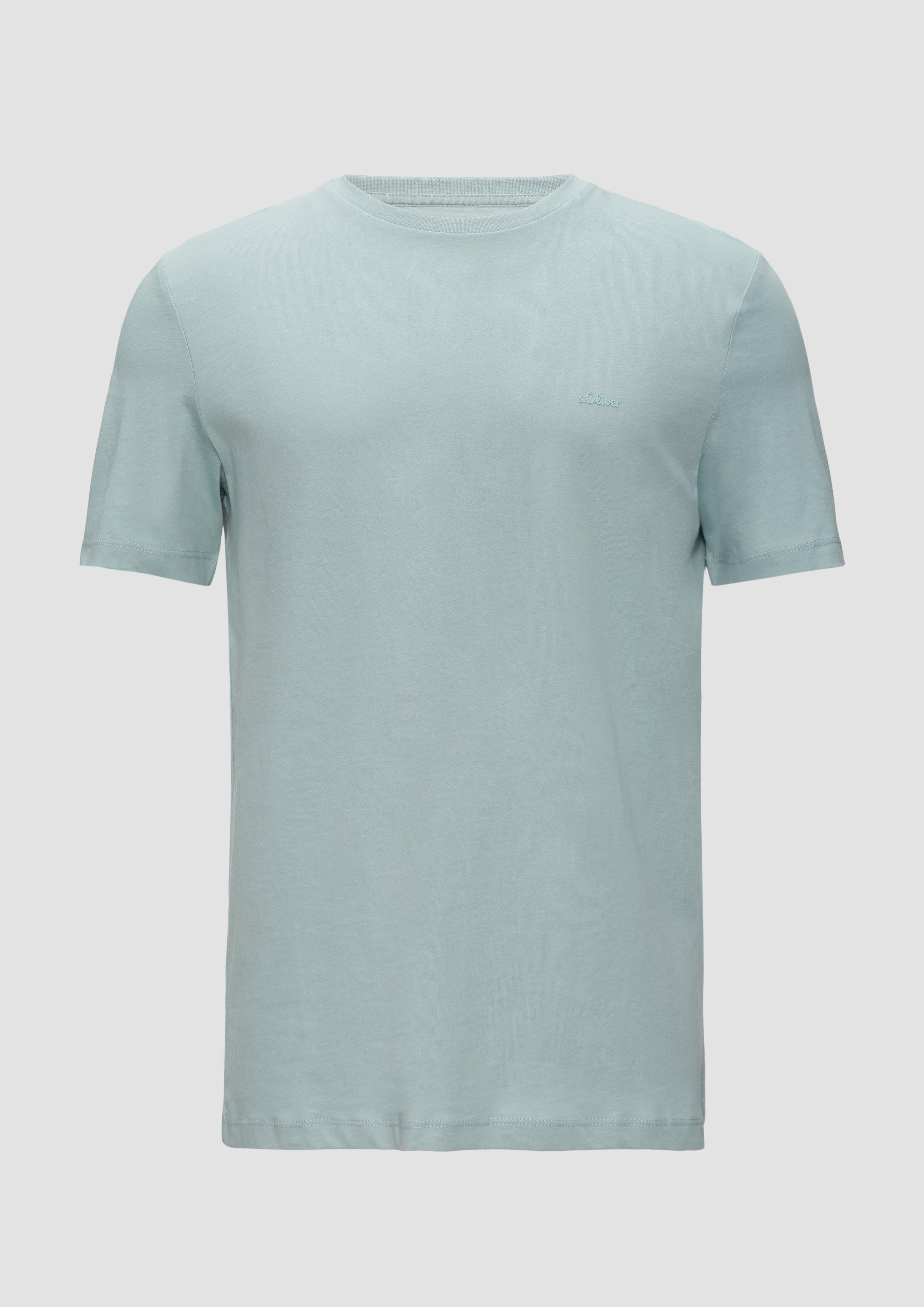 s.Oliver - T-Shirt aus reiner Baumwolle mit Logo-Print, Herren, grün