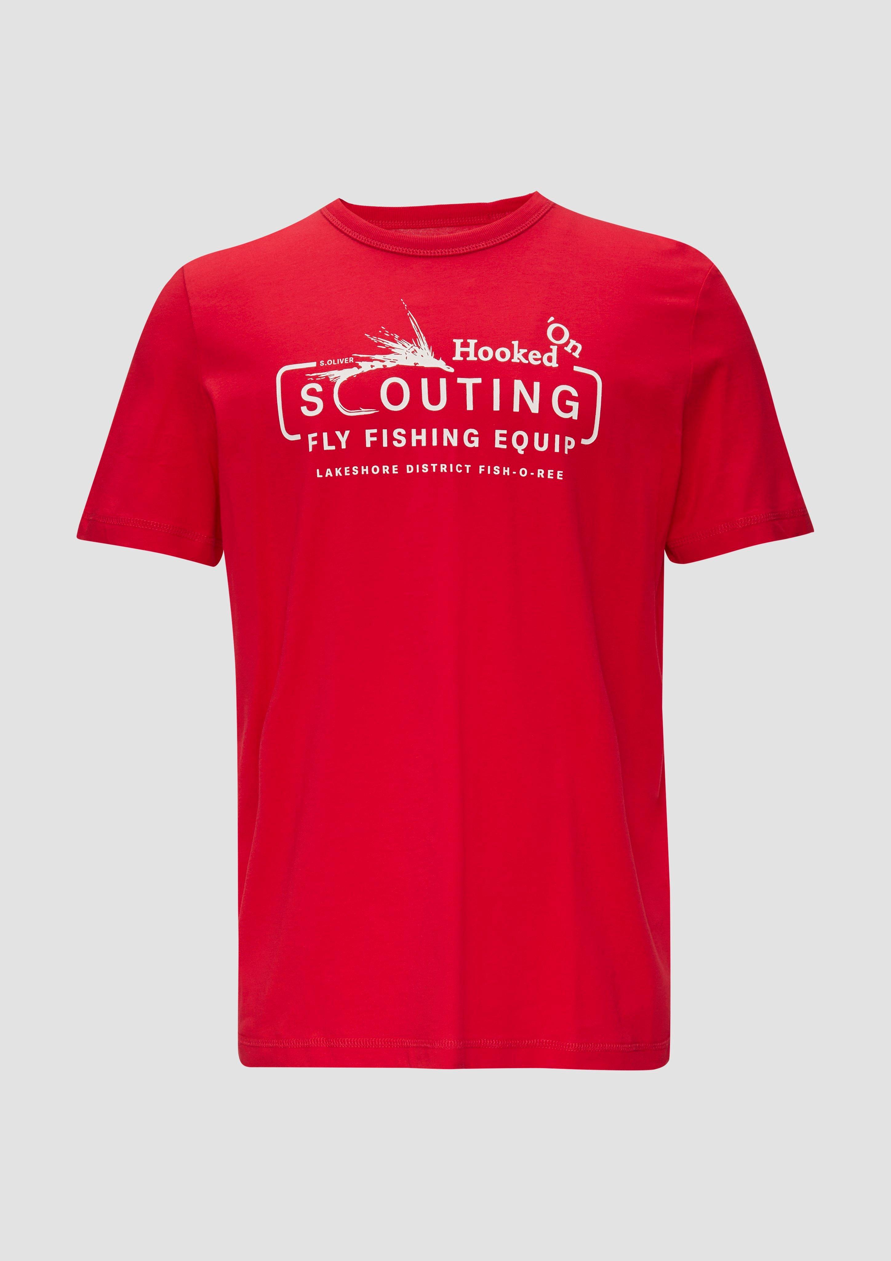 s.Oliver - Baumwollshirt mit Frontprint, Herren, rot
