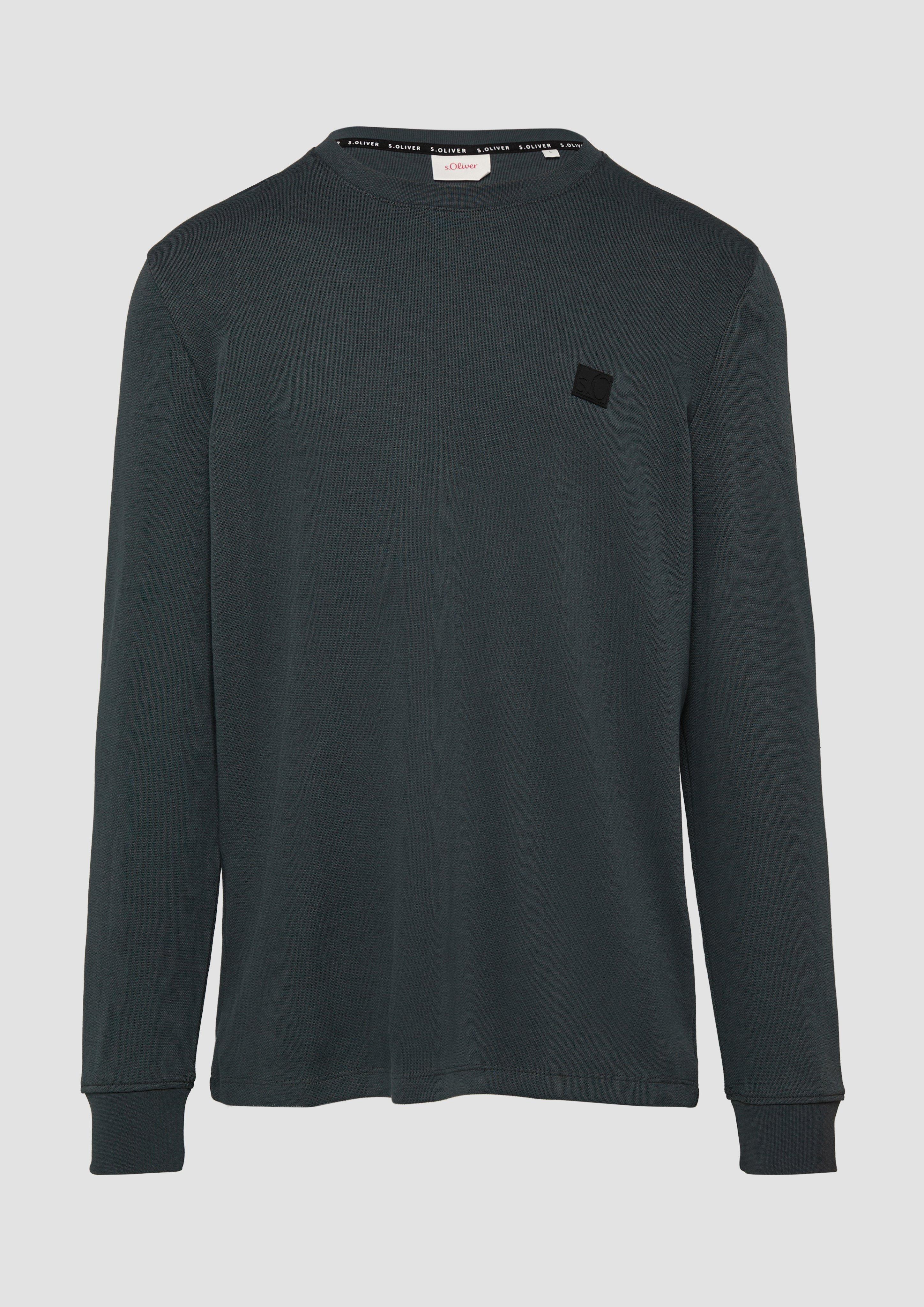 s.Oliver - Strukturiertes Longsleeve mit Logo-Detail, Herren, grau