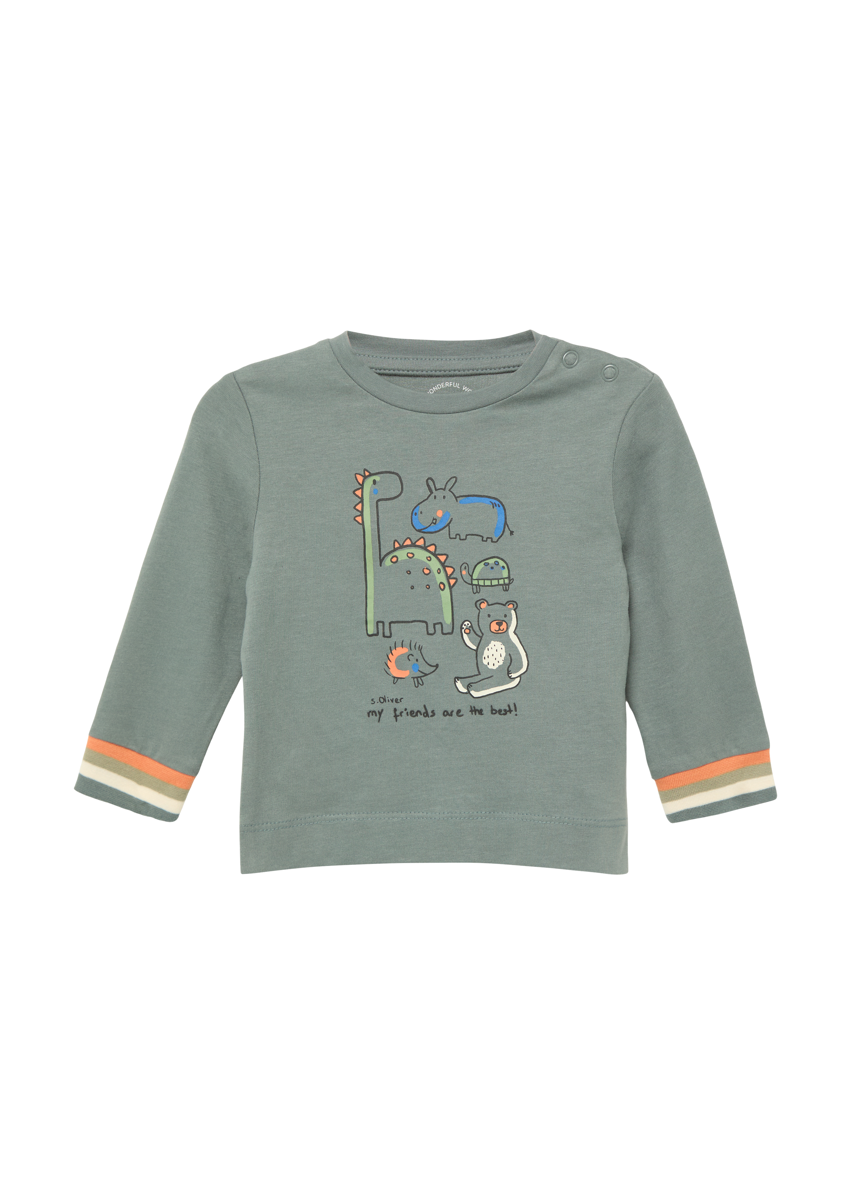 s.Oliver - Longsleeve mit Frontprint und Multicolour-Bündchen, Babys, grau