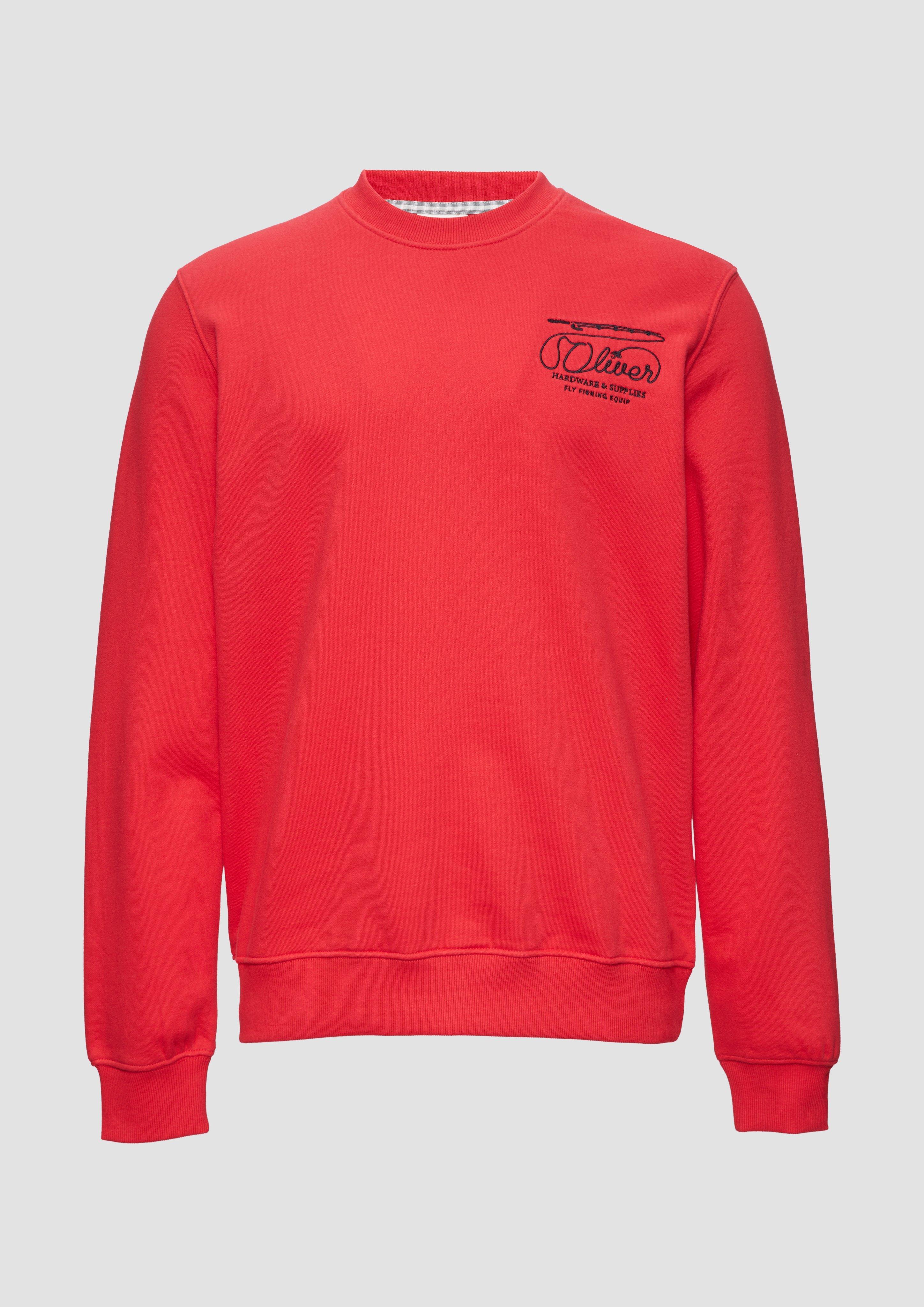 s.Oliver - Sweatshirt mit Stickerei aus weichem Baumwollmix, Herren, rot