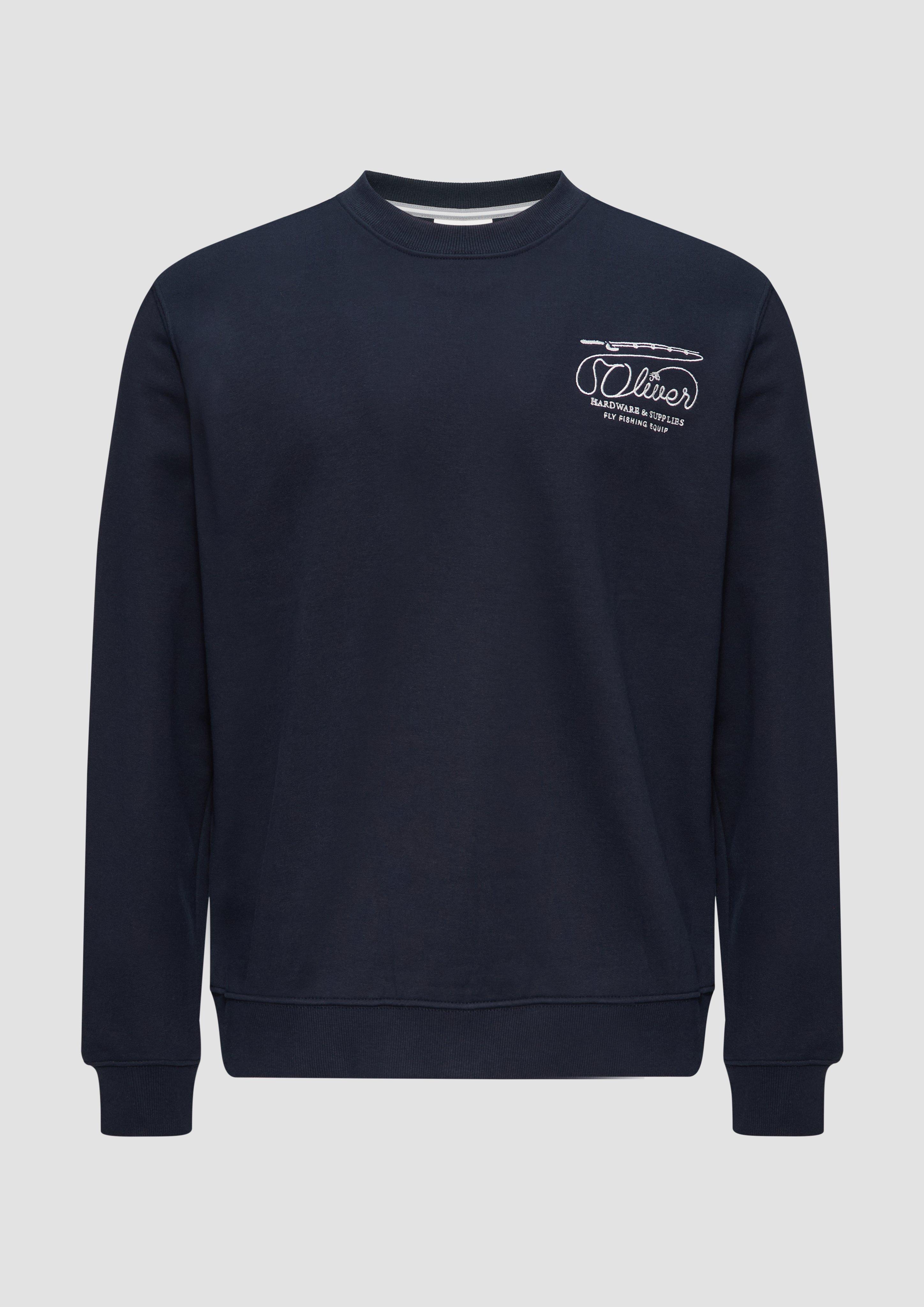 s.Oliver - Sweatshirt mit Stickerei aus weichem Baumwollmix, Herren, blau