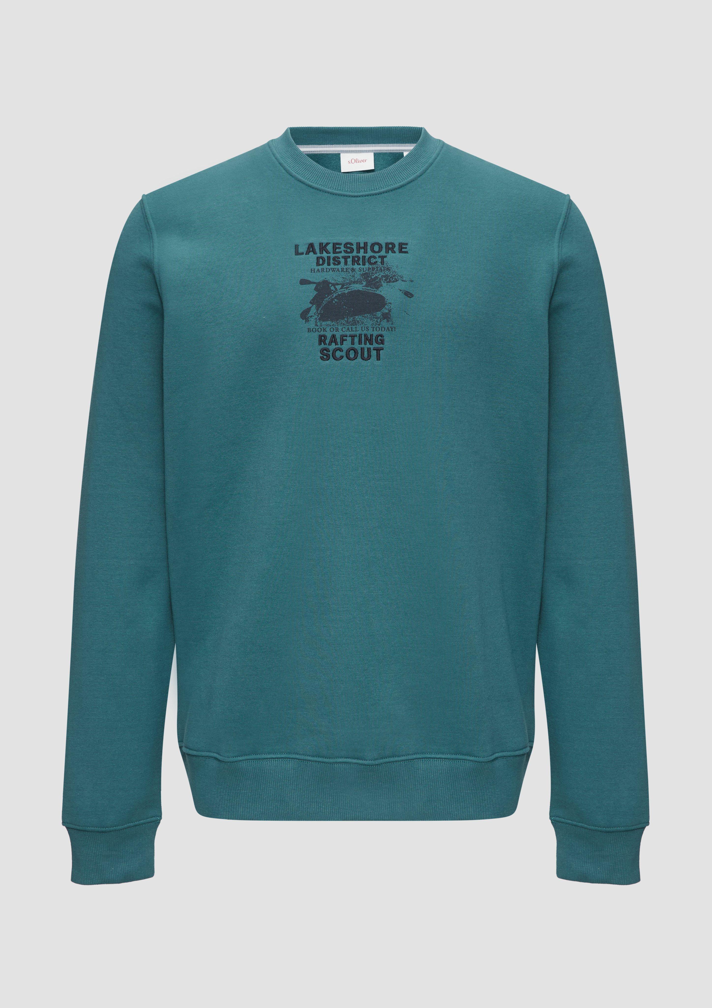 s.Oliver - Sweatshirt mit Stickerei aus weichem Baumwollmix, Herren, Blau