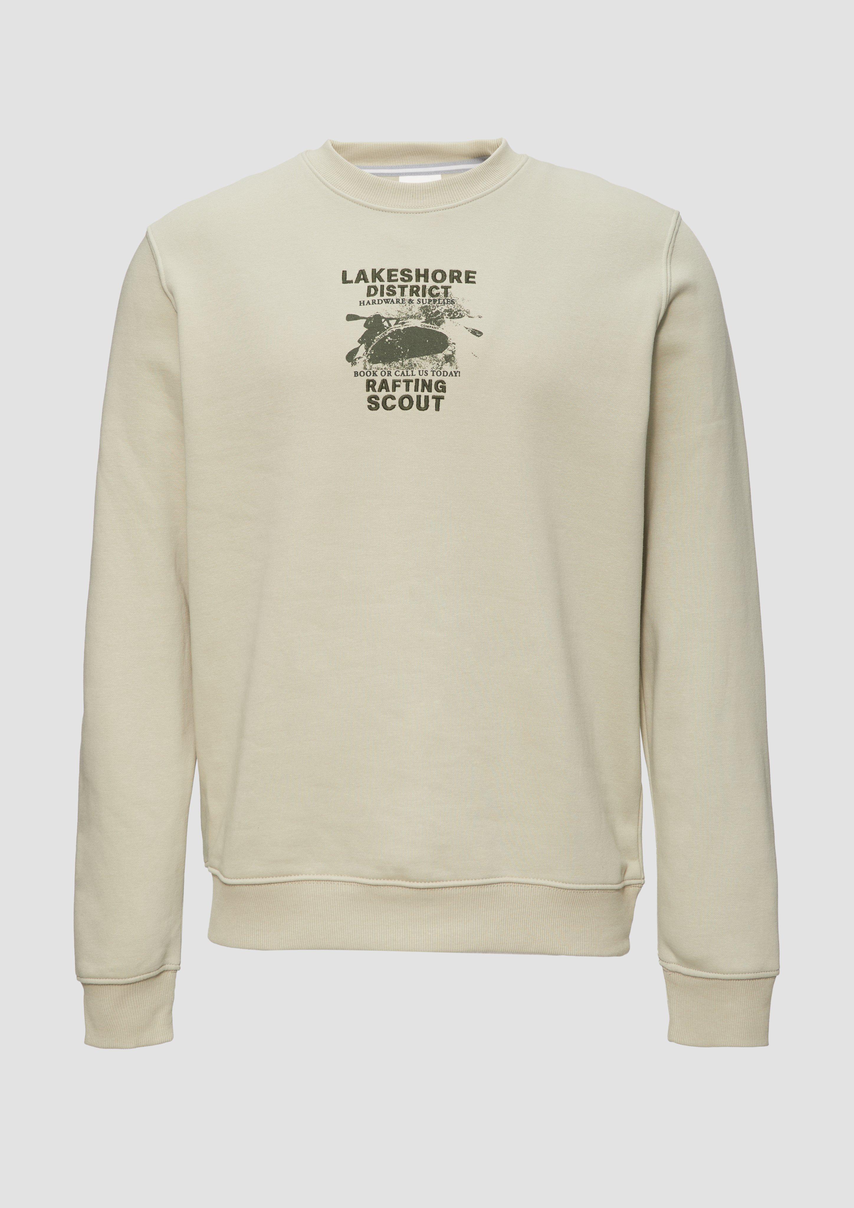 s.Oliver - Sweatshirt mit Stickerei aus weichem Baumwollmix, Herren, Beige