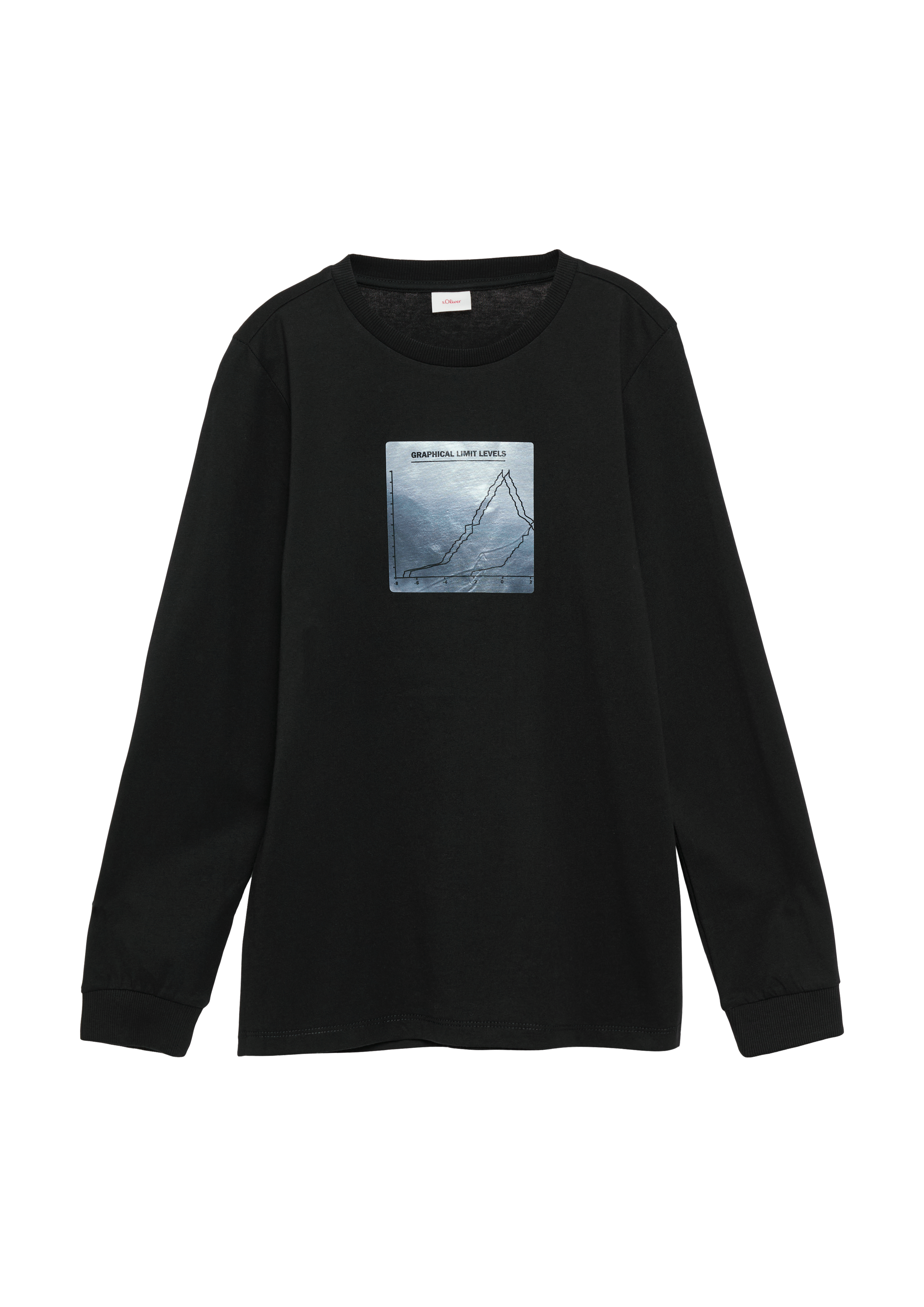 s.Oliver - Langarmshirt mit Frontprint, Jungen, schwarz