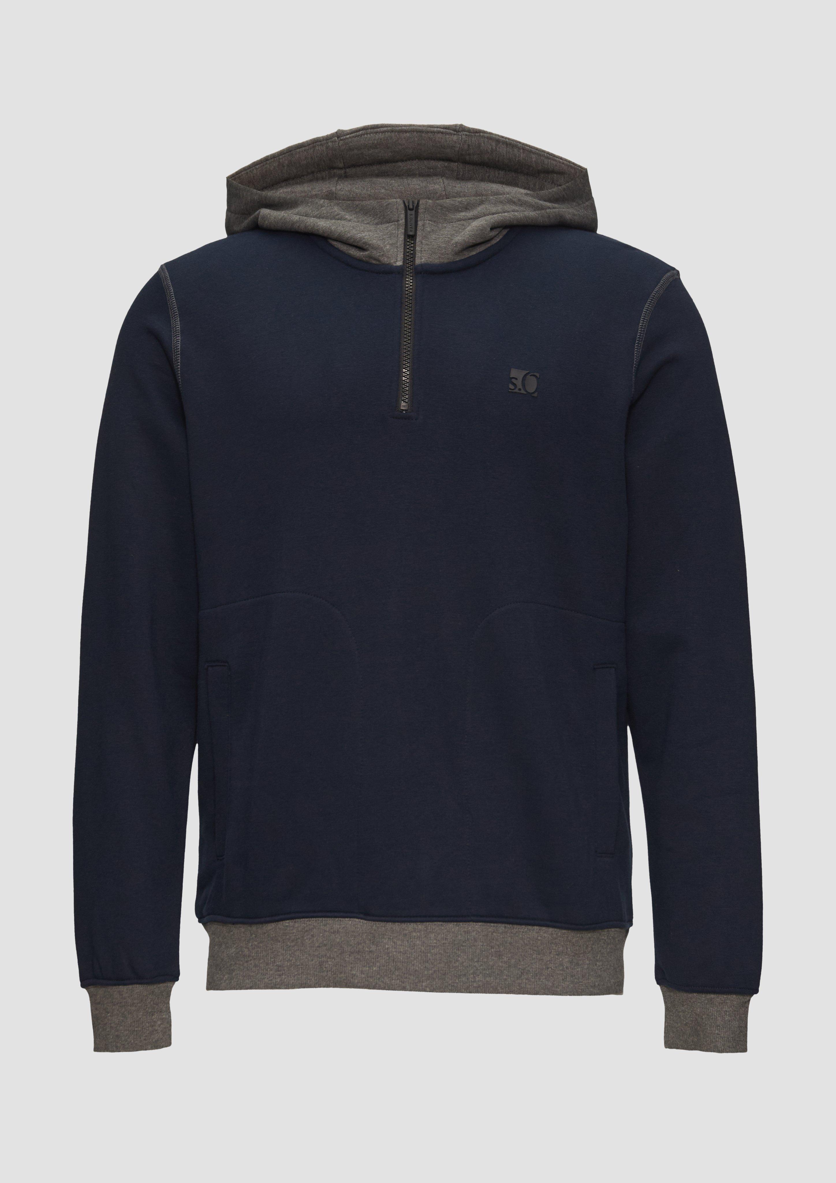 Thumbnail - s.Oliver - Hoodie mit Stehkragen und Reißverschluss, Herren, blau