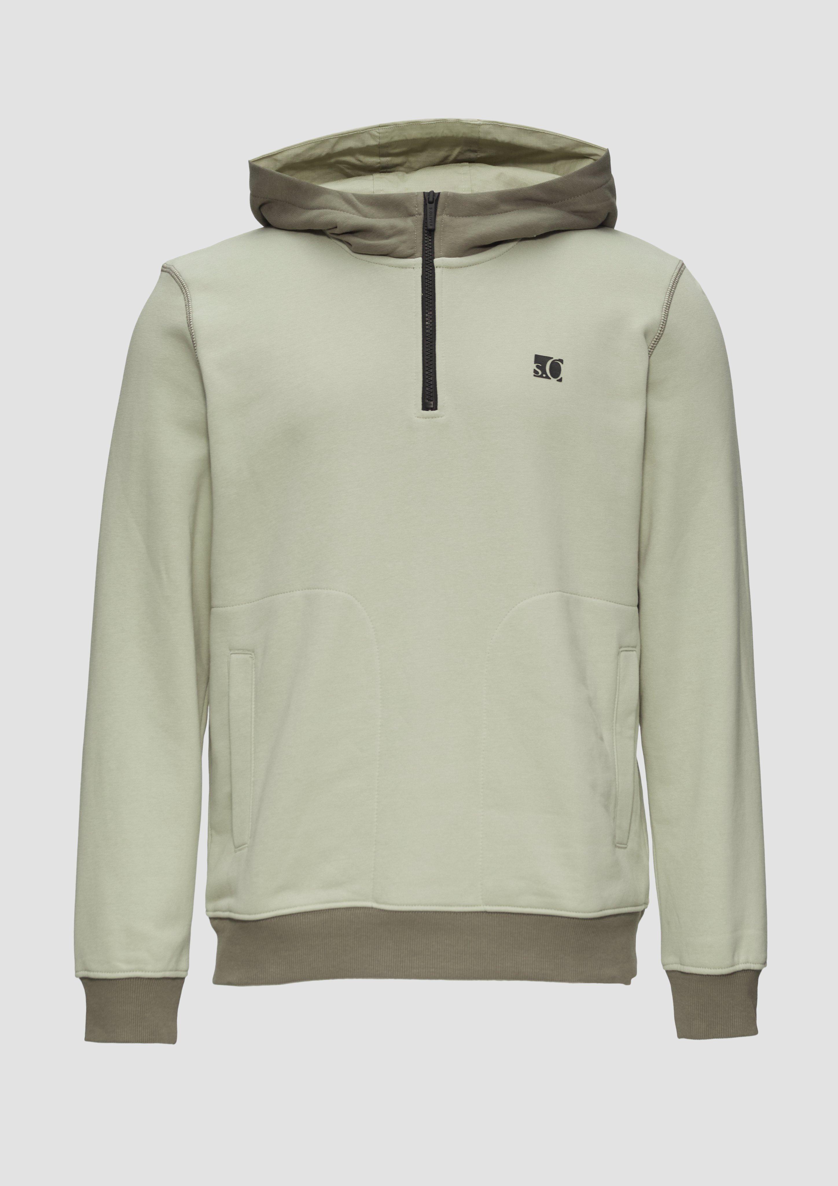 s.Oliver - Hoodie mit Stehkragen und Reißverschluss, Herren, Beige