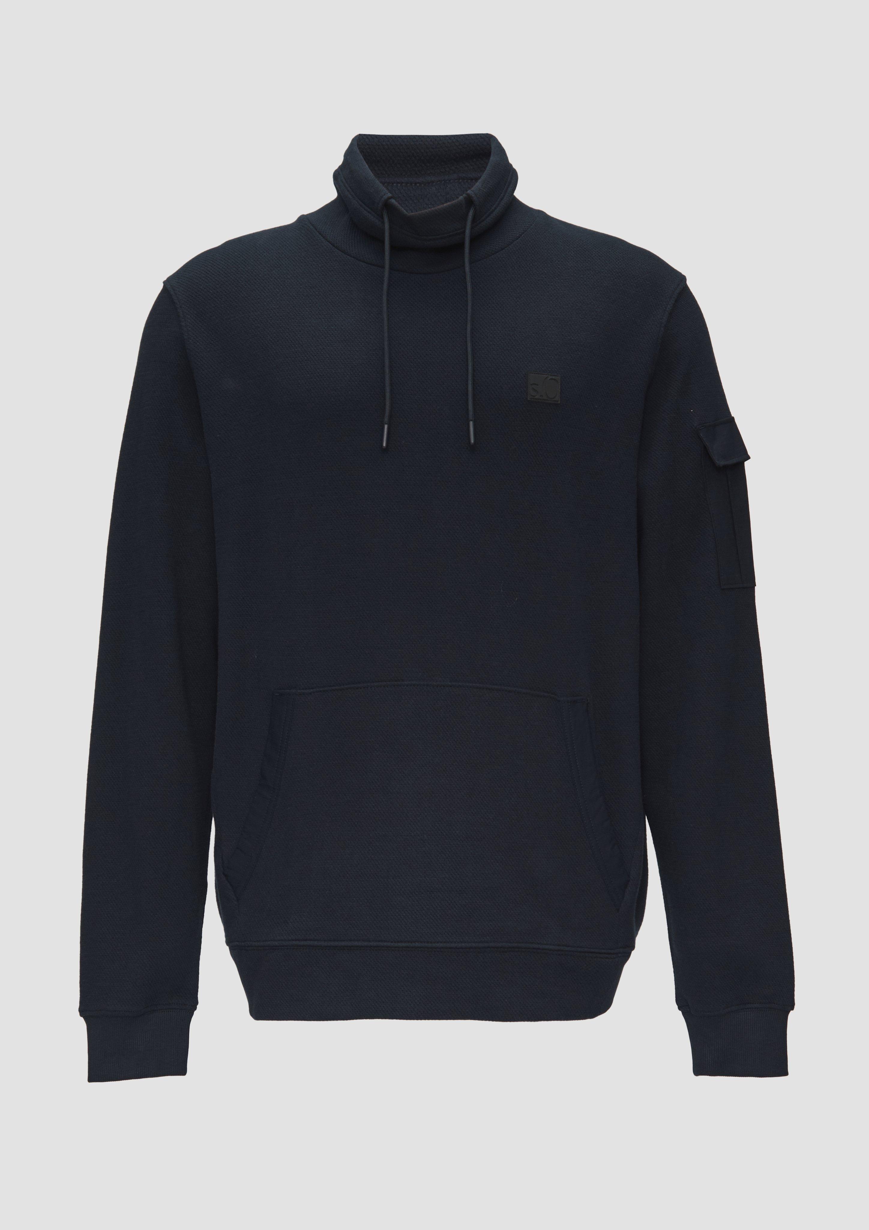 s.Oliver - Sweatshirt mit Kängurutasche und Snood-Kragen, Herren, blau