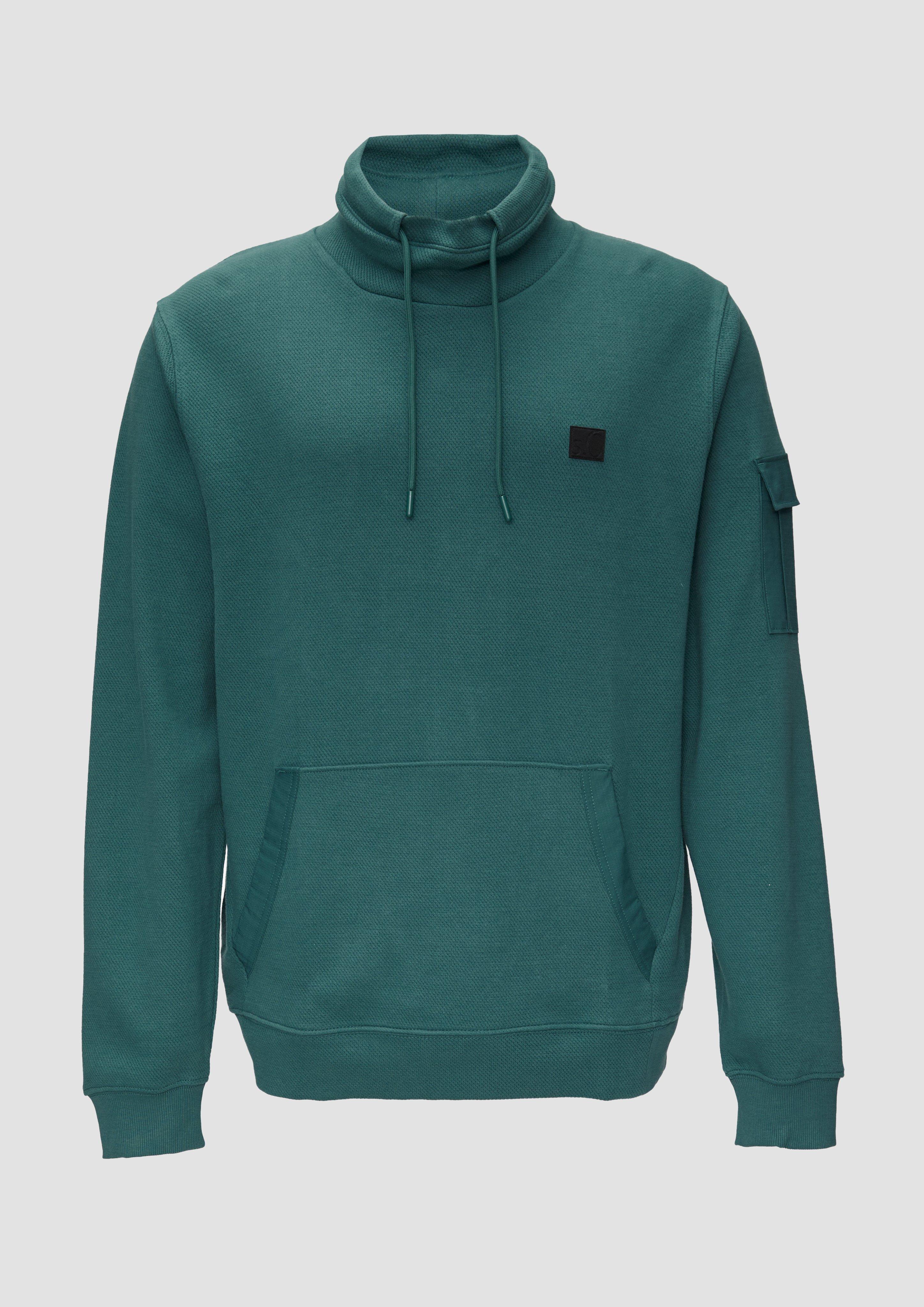 s.Oliver - Sweatshirt mit Kängurutasche und Snood-Kragen, Herren, Blau