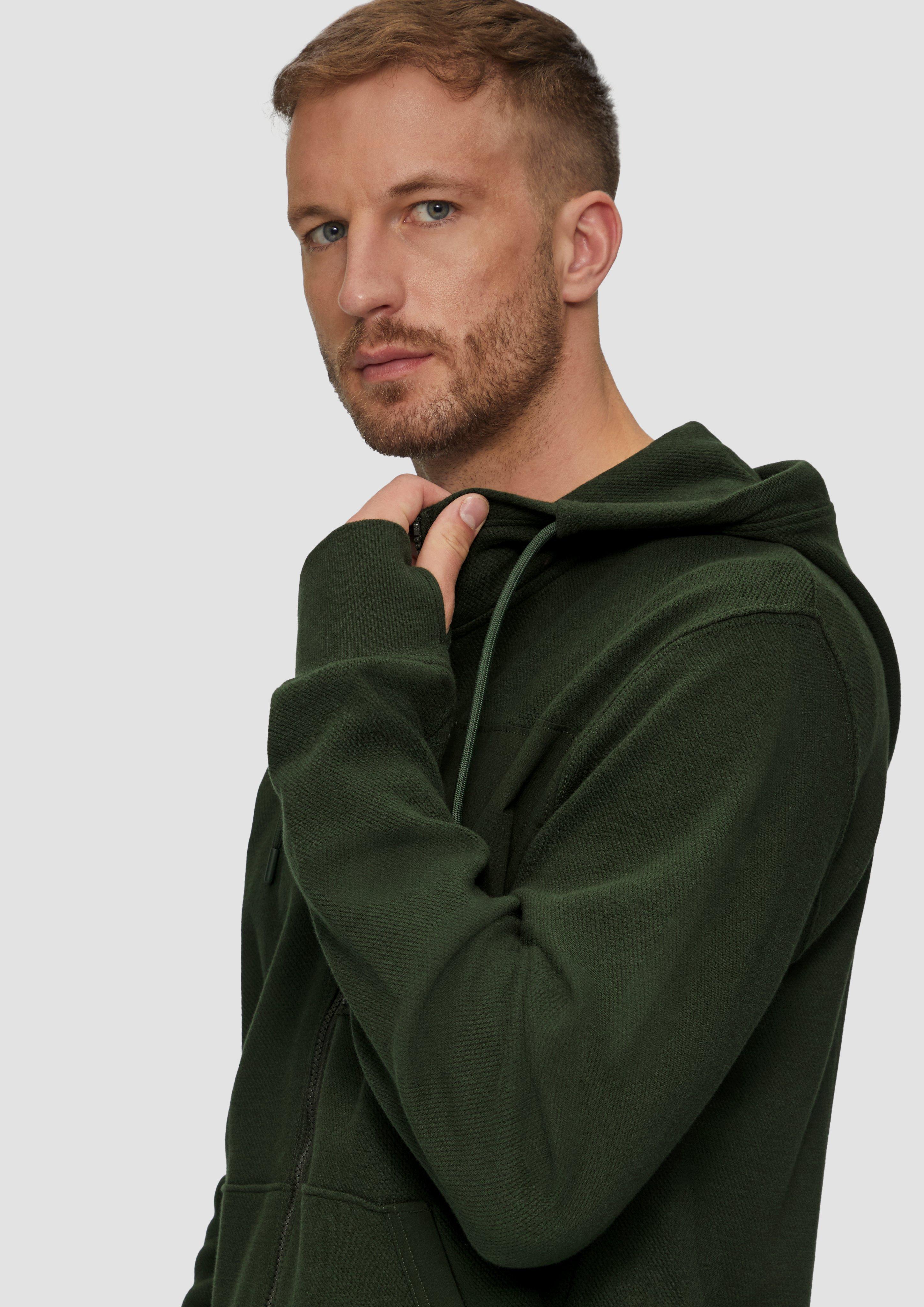Weiche Sweatshirt-Jacke mit Kapuze - olivgrün | s.Oliver