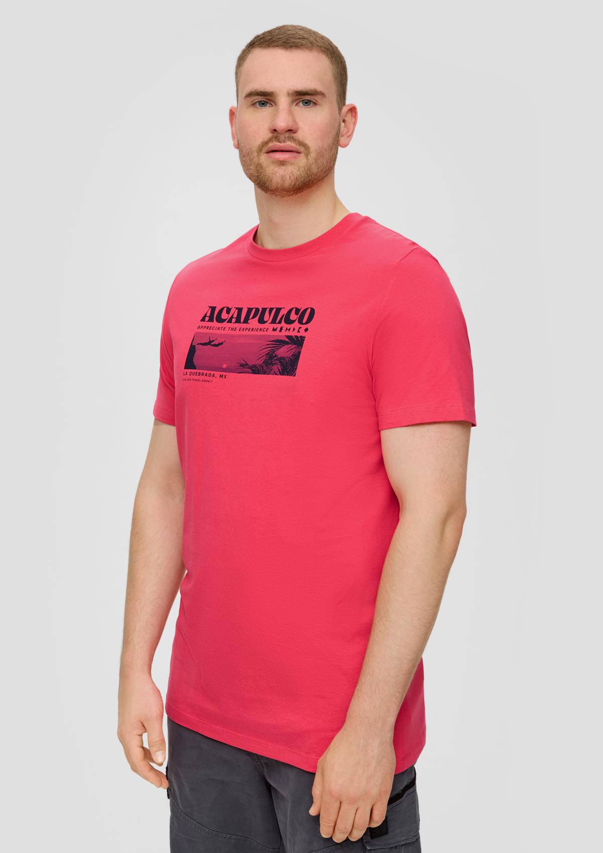 s.Oliver Crew-Neck-Shirt mit Frontprint aus Baumwoll-Jersey
