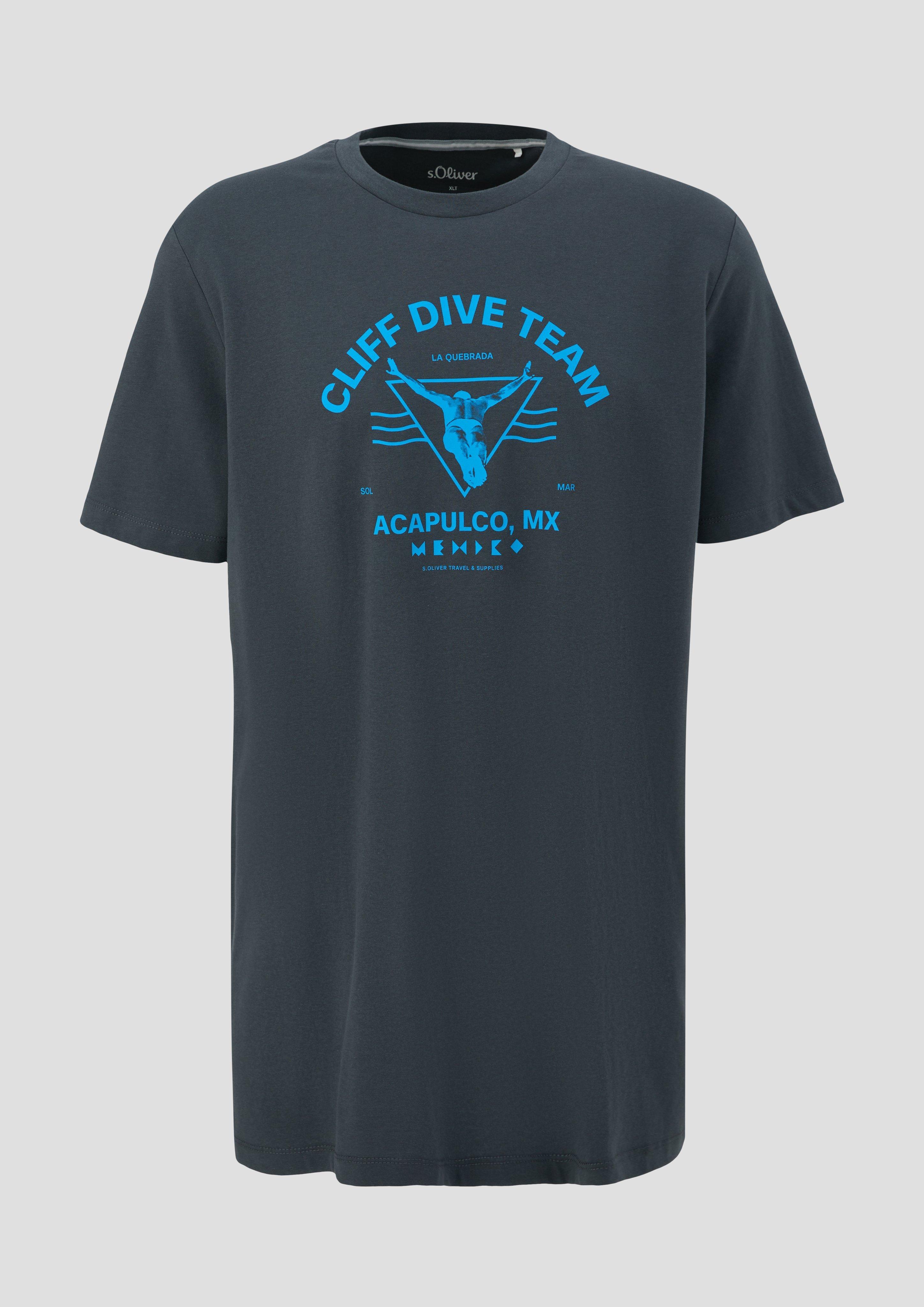 s.Oliver Crew-Neck-Shirt mit Frontprint aus Baumwoll-Jersey